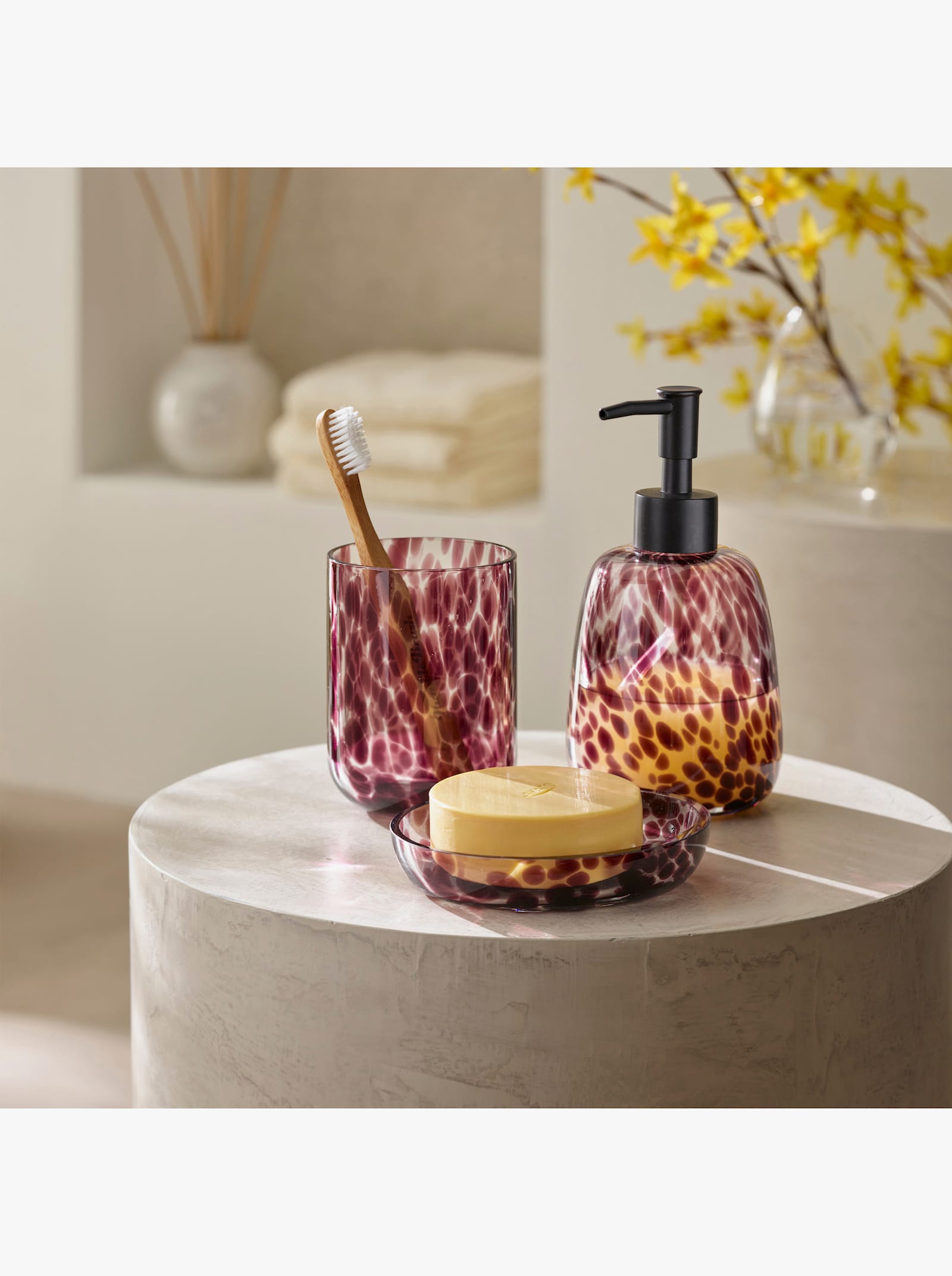 heine home Bad-Accessoires aus Glas - schwarz-getupft