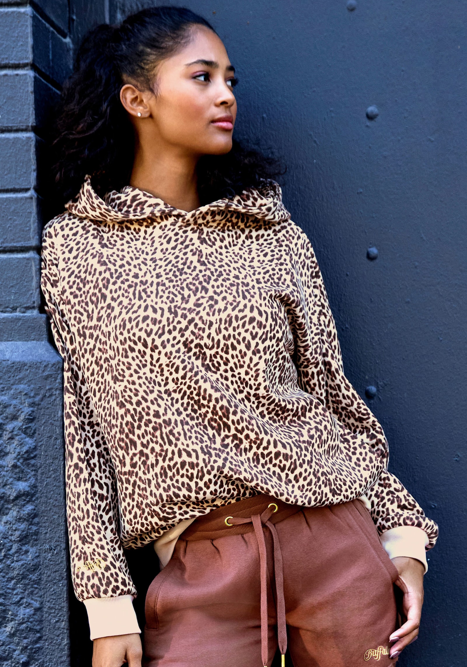 Buffalo Kapuzenpullover - beige leo