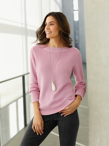 Strickpullover in Ripp-Optik - hortensie