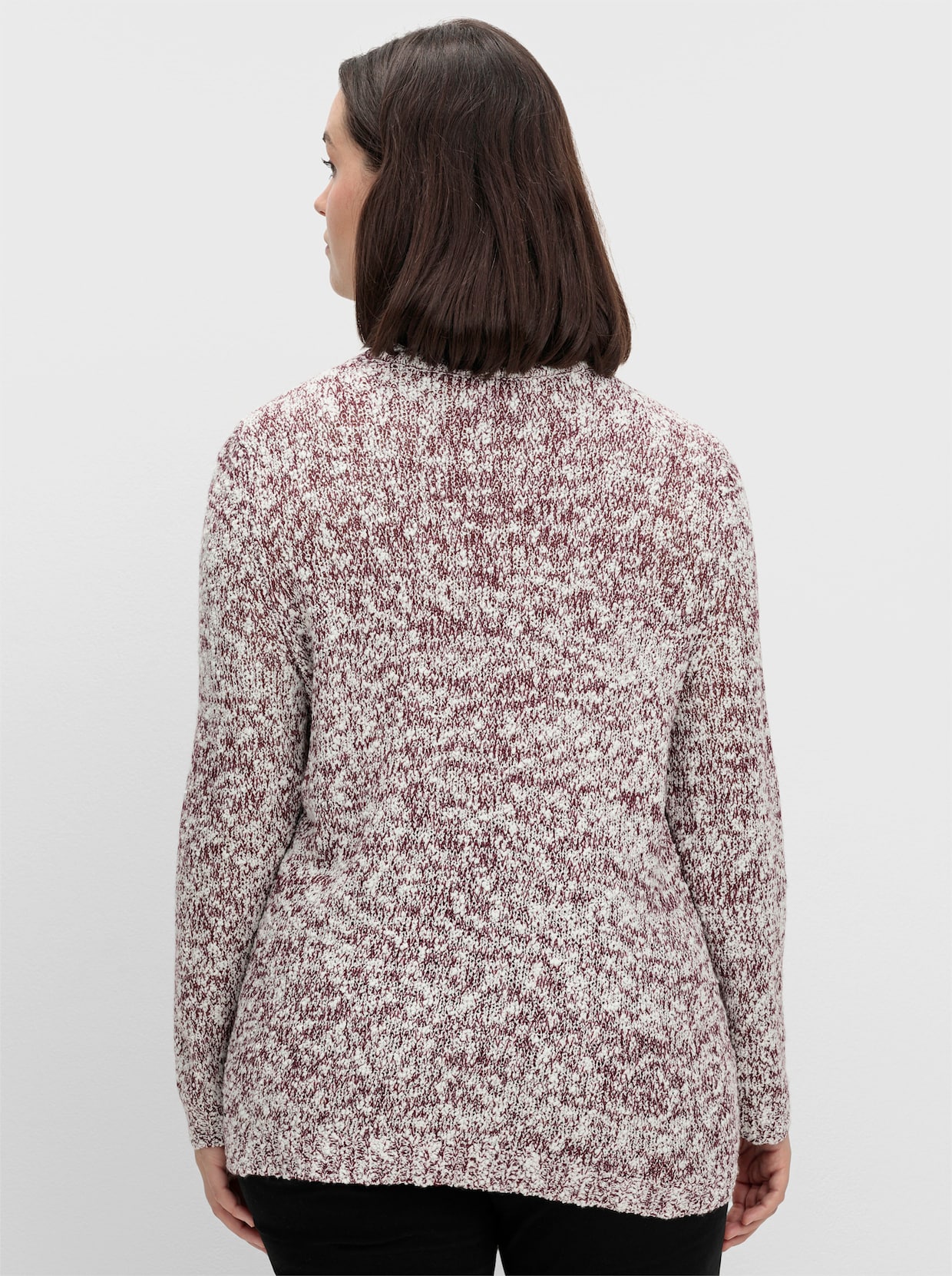 Rundhalspullover mit Effektgarn - burgund