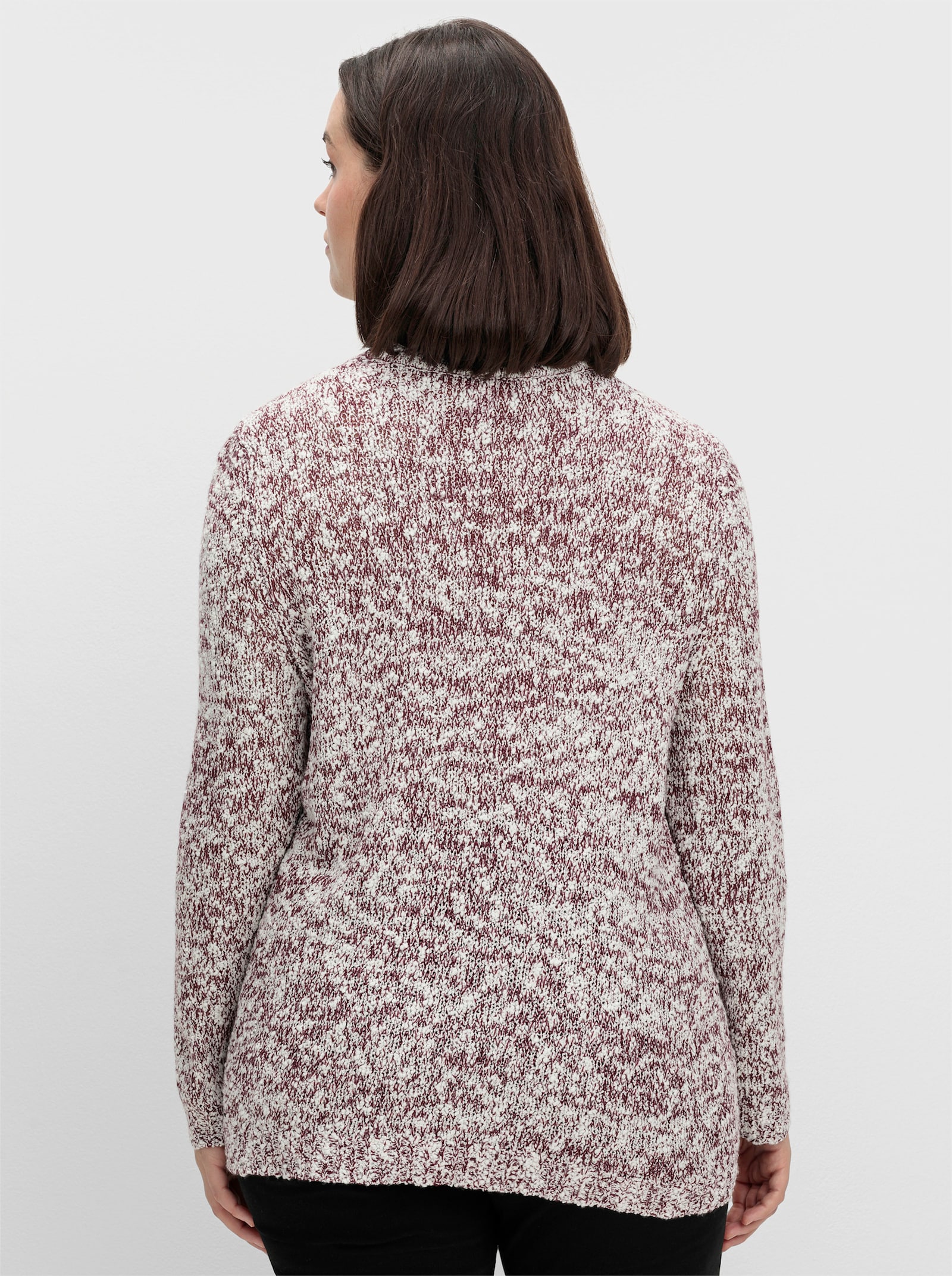 Rundhalspullover mit Effektgarn - burgund