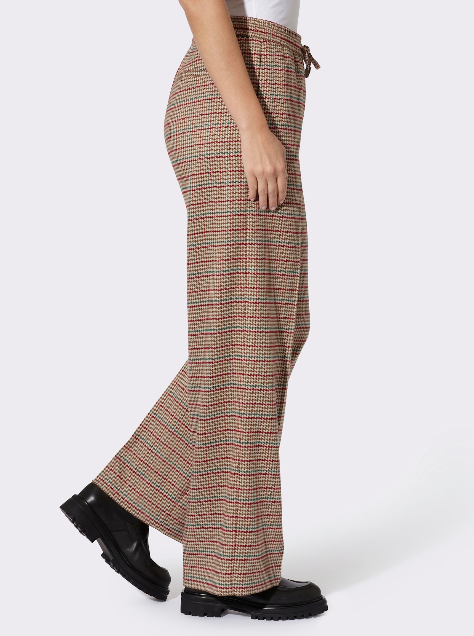 heine Schlupfhose mit Karomuster - sand-dunkelrot-kariert