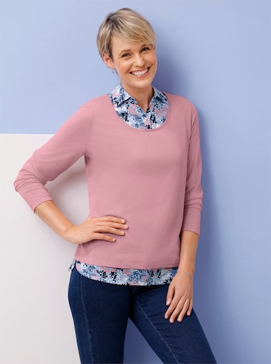 2-i-1-topp med infällningar i blommönster - gammalrosa