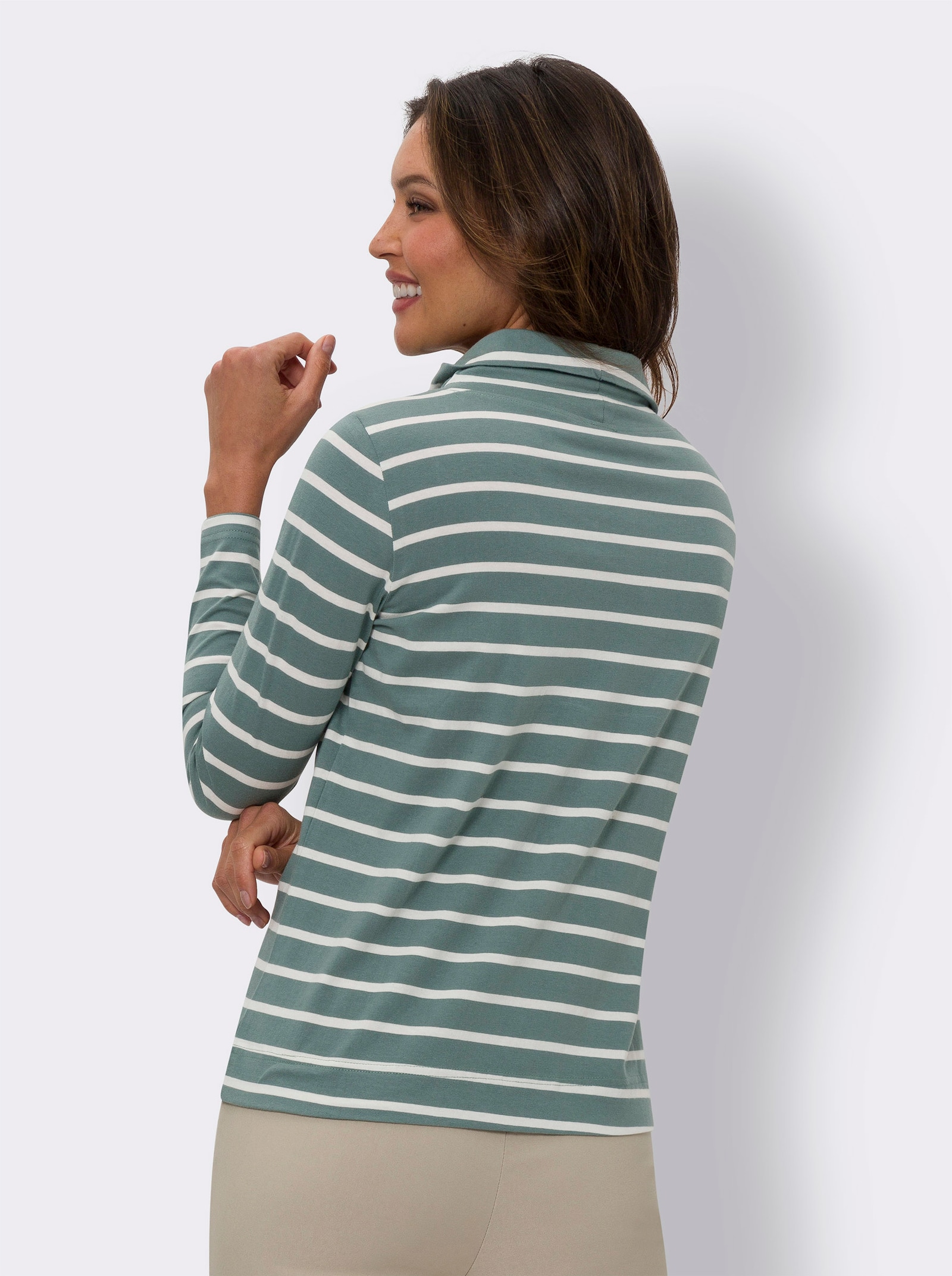 Langarmshirt mit garngefärbten Ringeln - jade-gestreift