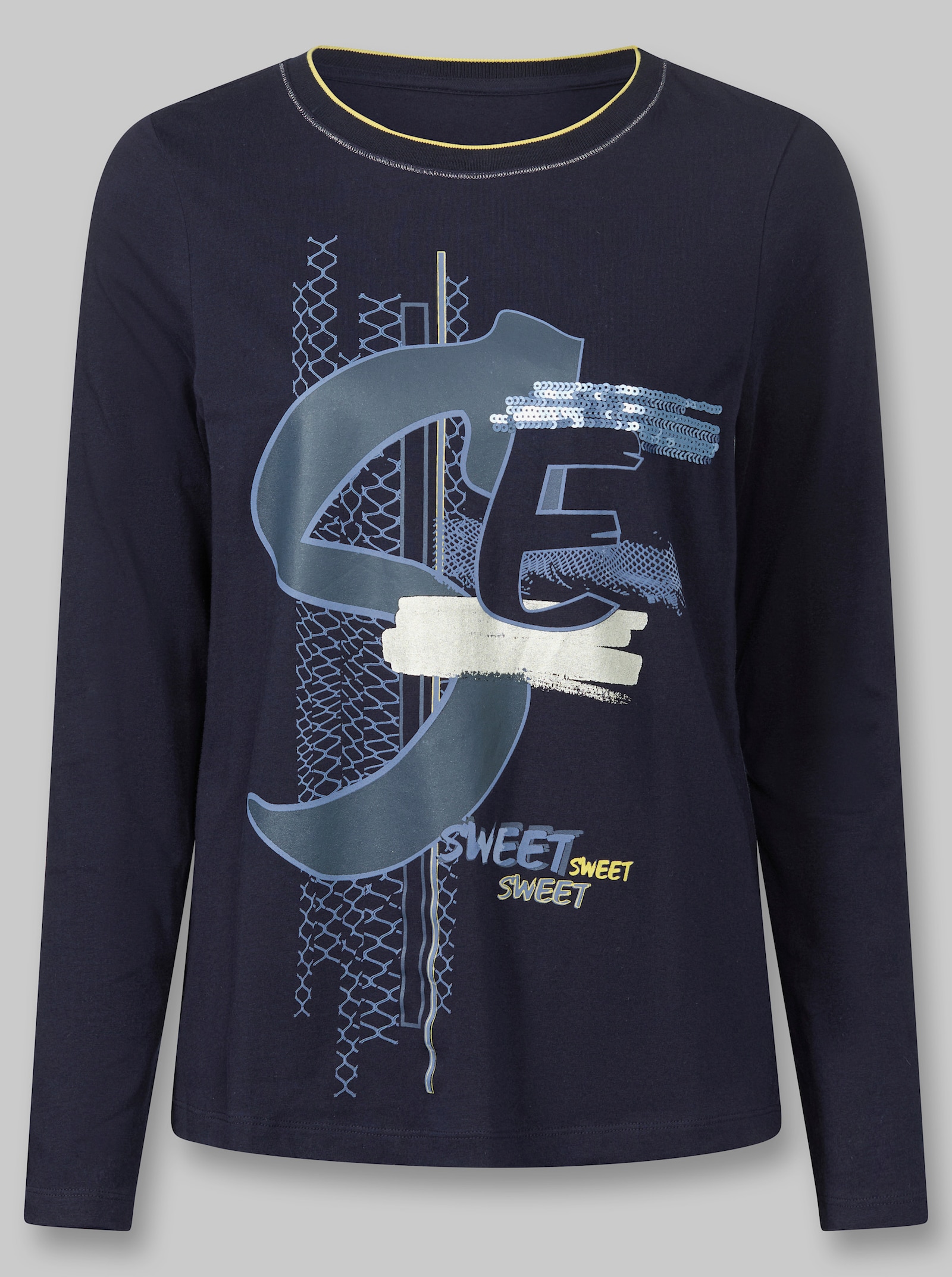 heine Langarmshirt mit Folienprint - marine