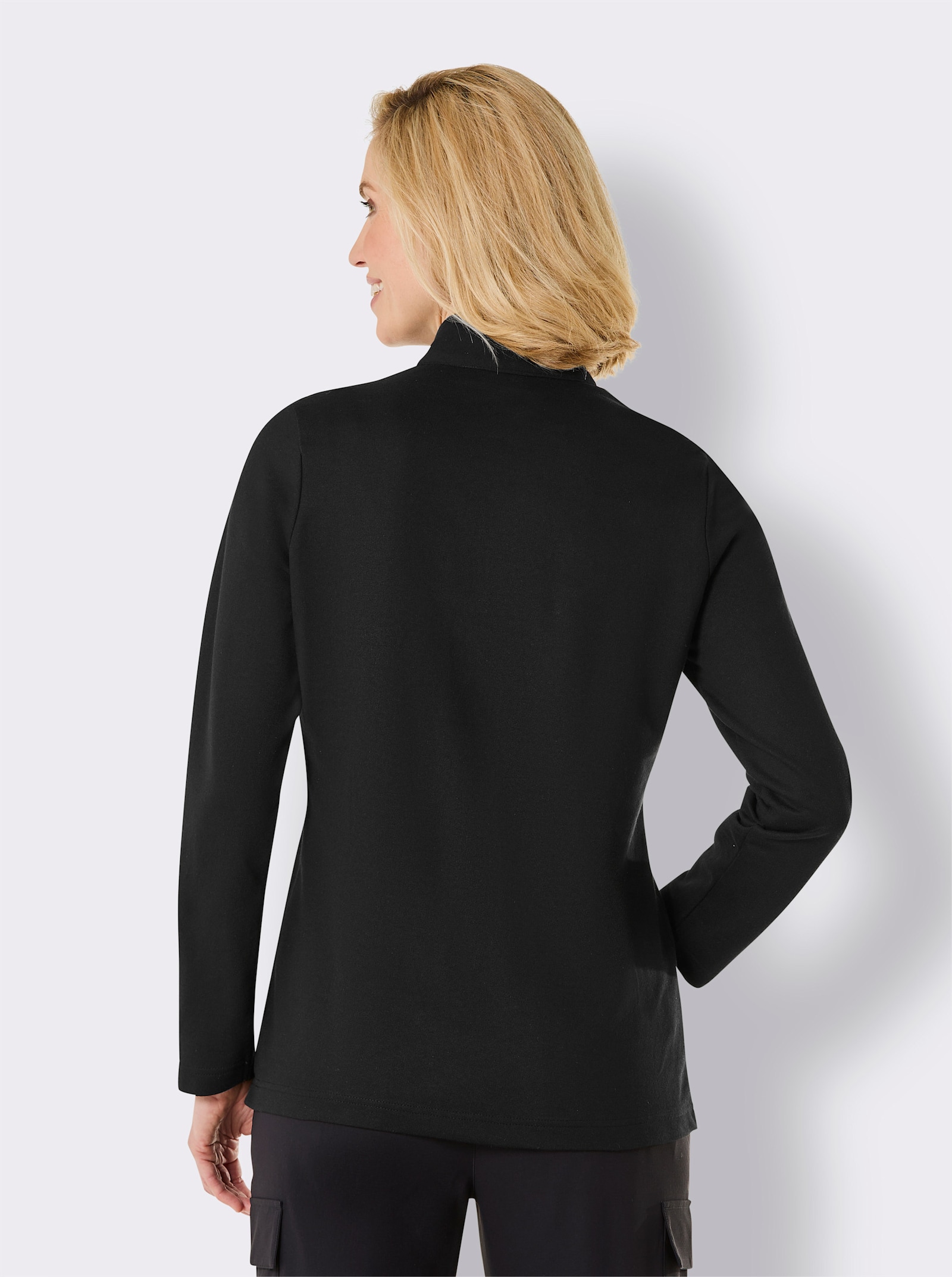 Catamaran Sports Vrijetijdsshirt met ritssluiting op de opstaande kraag - zwart