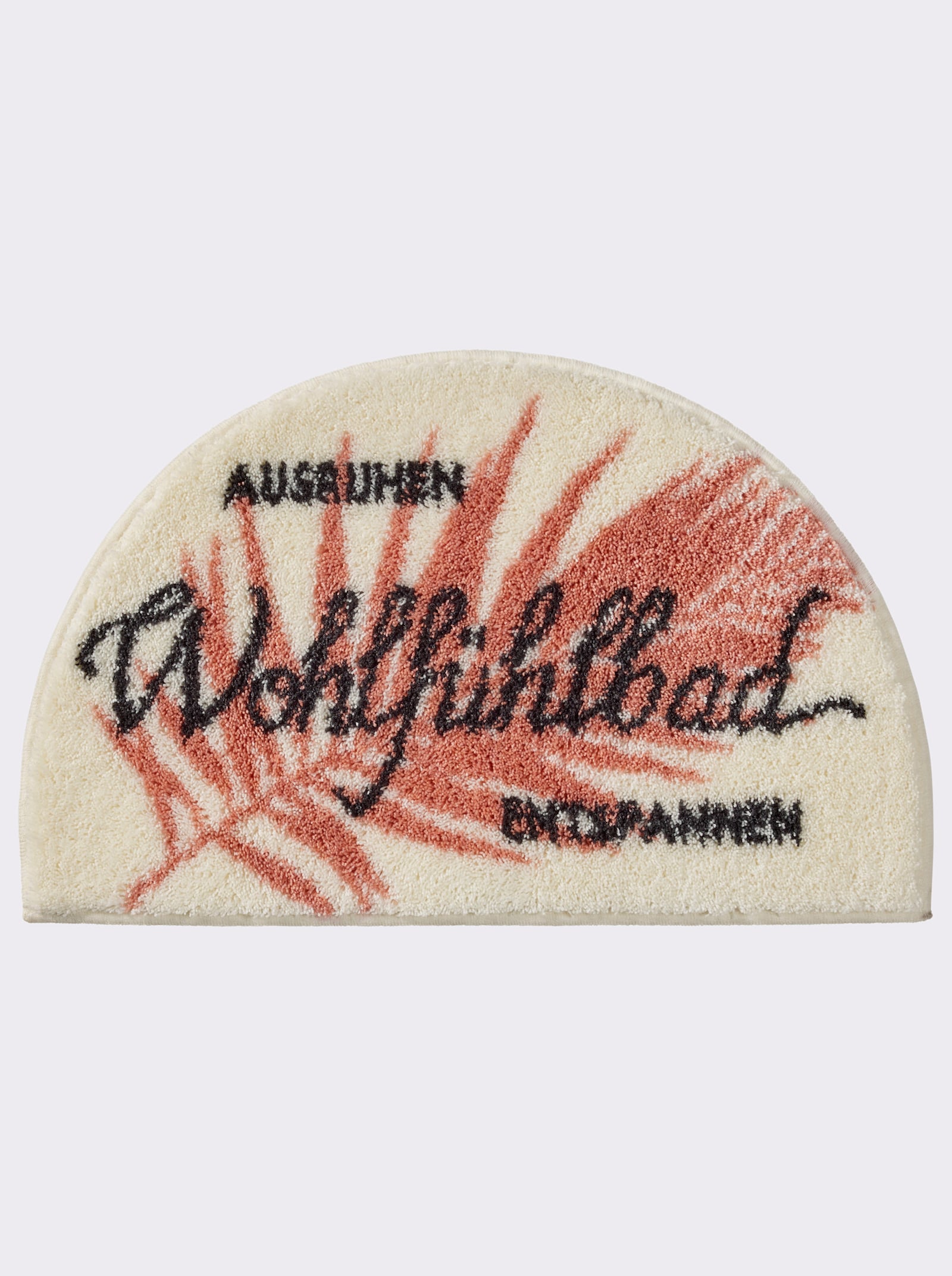 Grund Badeteppich mit Schriftzug - ecru-terra-gemustert