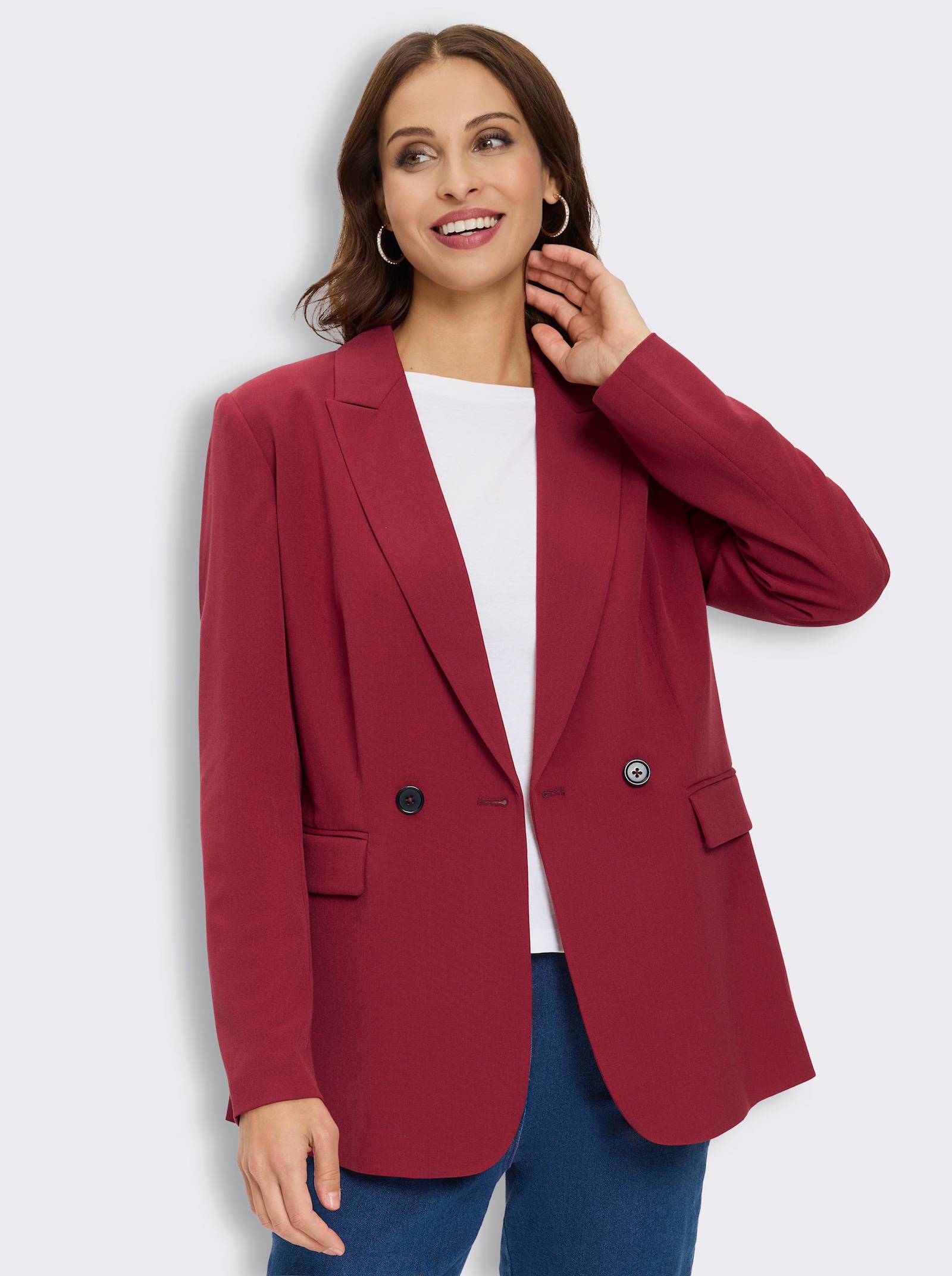 Blazer mit knöpfbarer Innentasche - kirsche