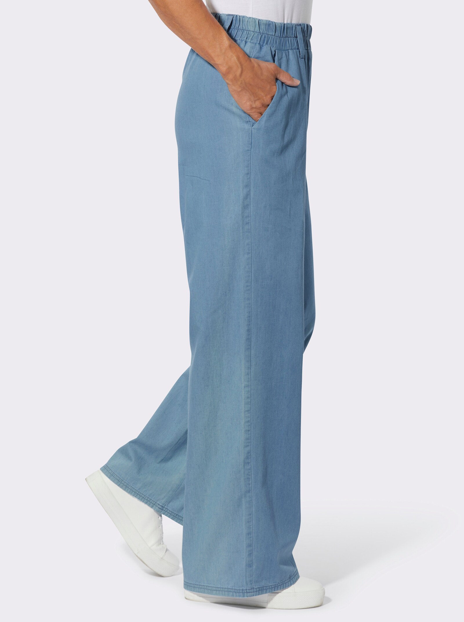 Palazzohose aus reiner Baumwolle - blue-bleached