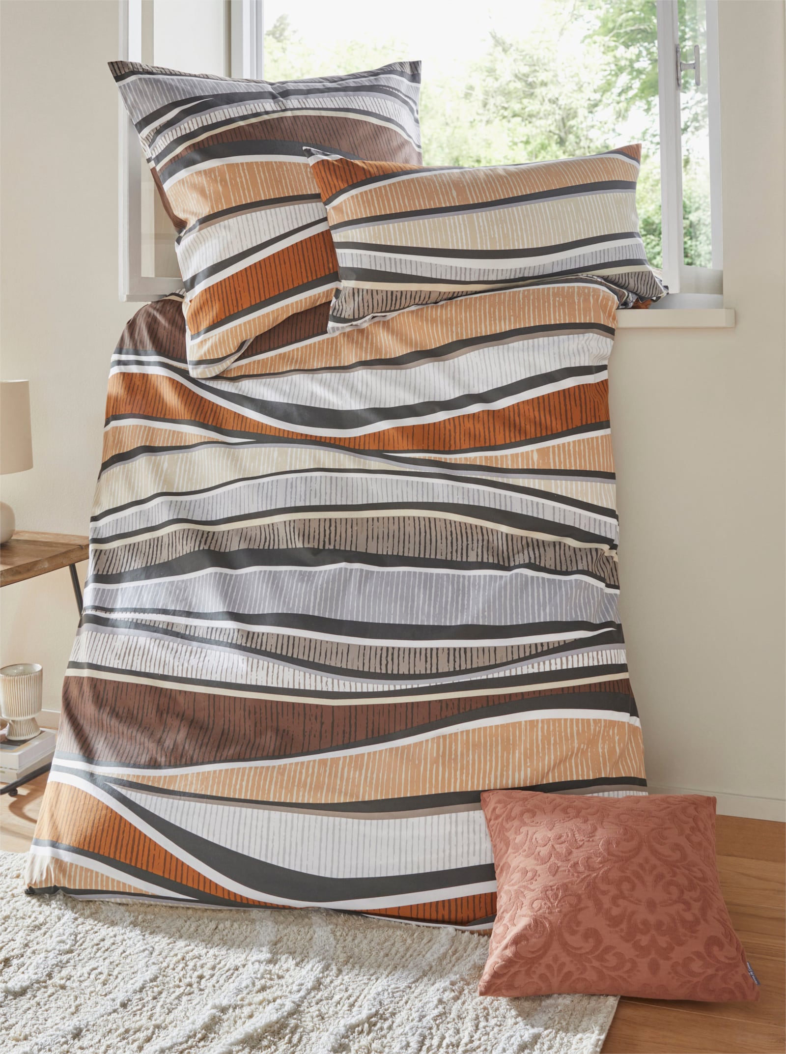 heine home Bettwäsche - cognac-ecru-bedruckt