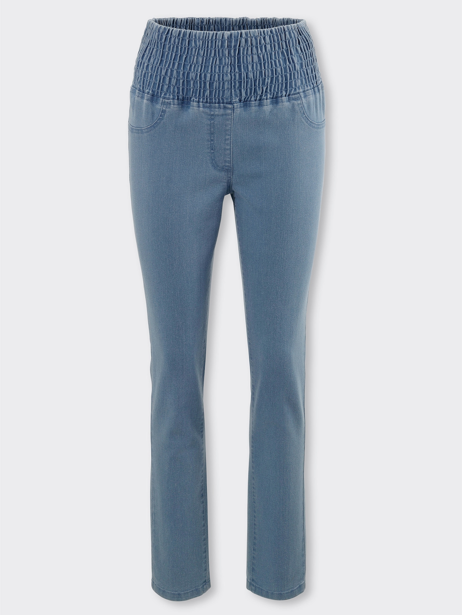 Jeans met gesmokte comfortband rondom - blue-bleached