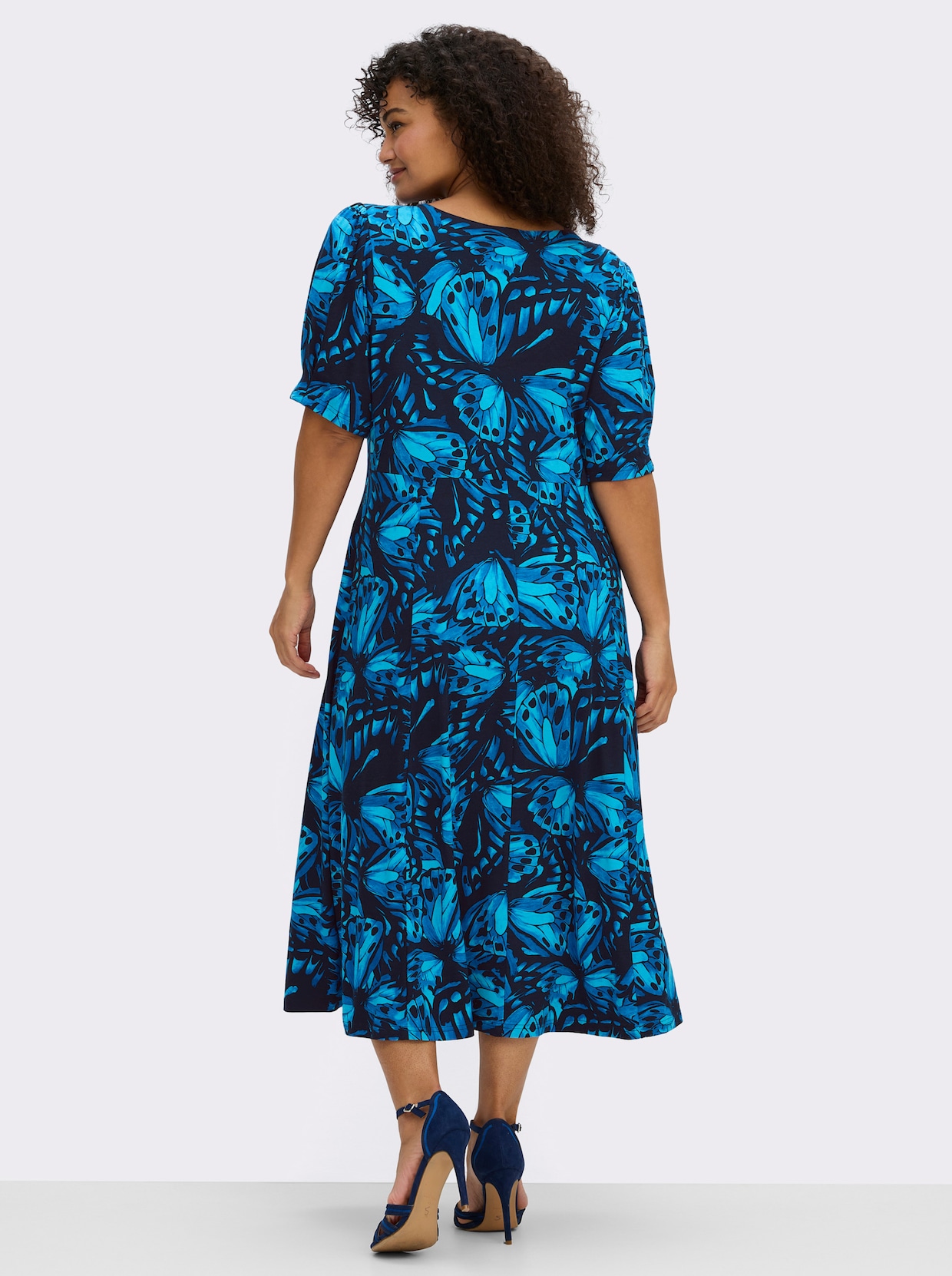 sheego by Joe Browns Jerseykleid mit Schmetterlingsprint - tiefblau-royalblau-gemustert