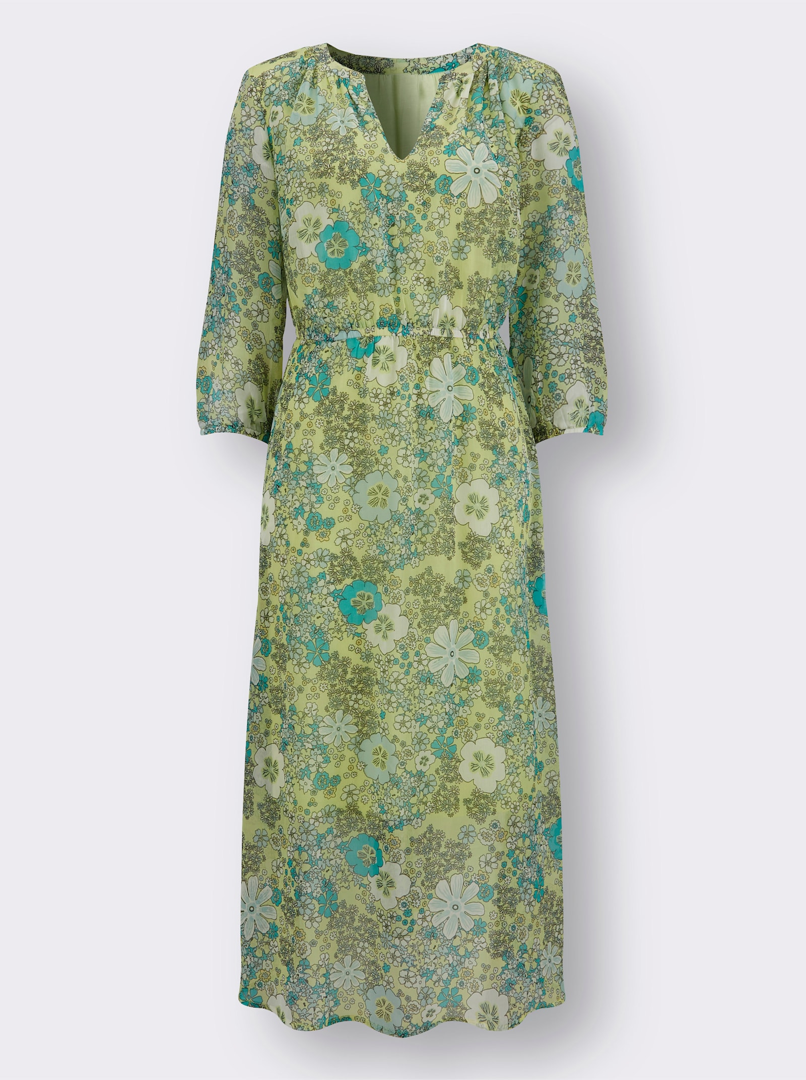 Druckkleid mit Viskose-Futter - pistazie-mint-bedruckt