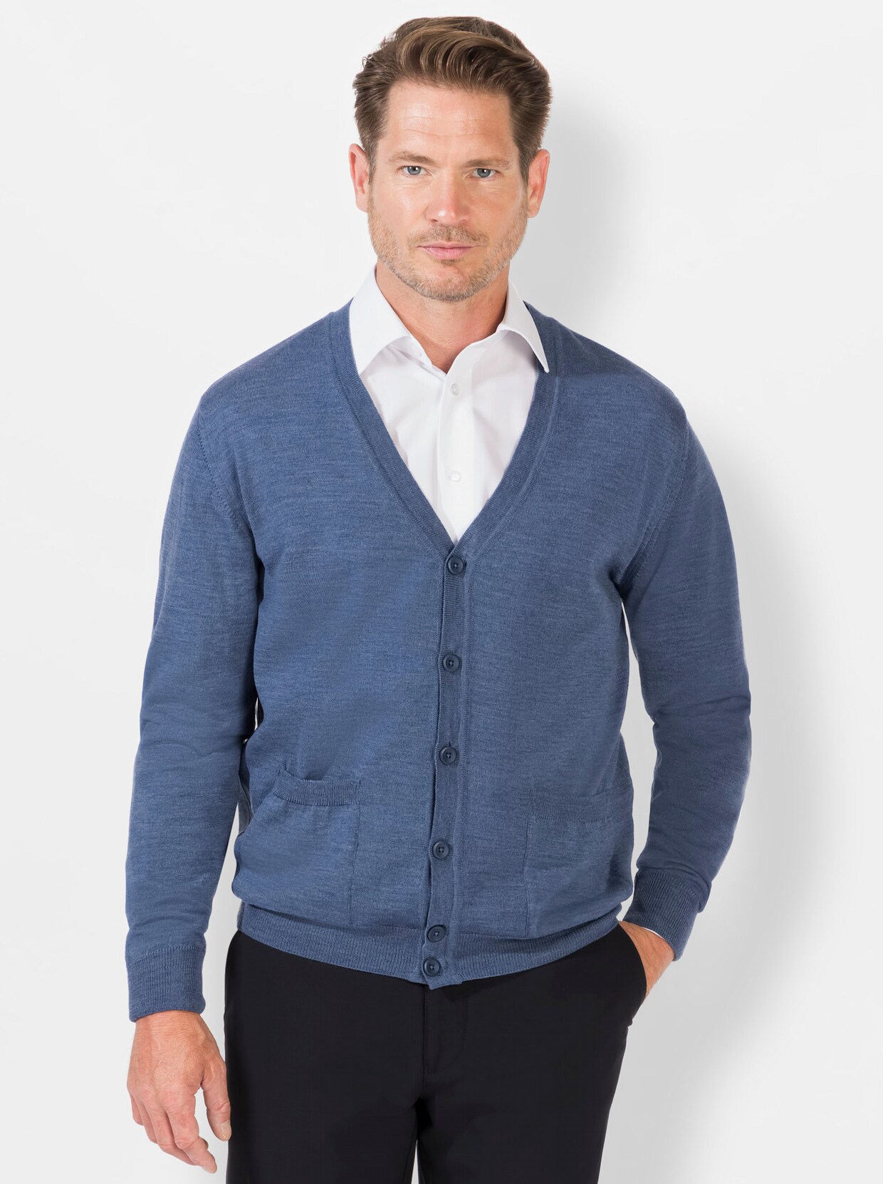 Marco Donati Strickjacke - jeansblau-meliert