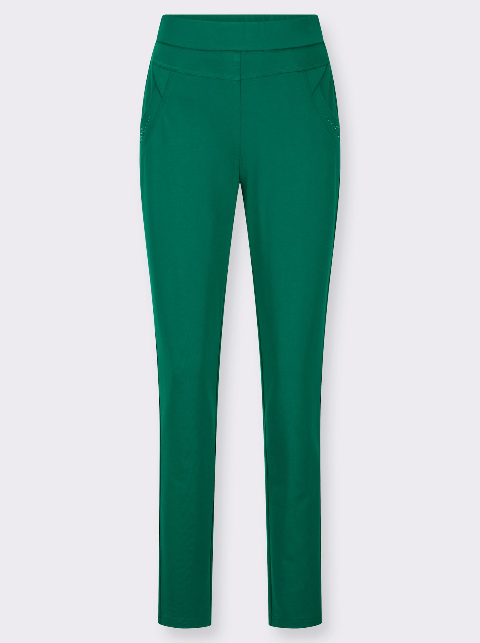 Schlupfhose mit Glitzersteinchen-Deko - grün