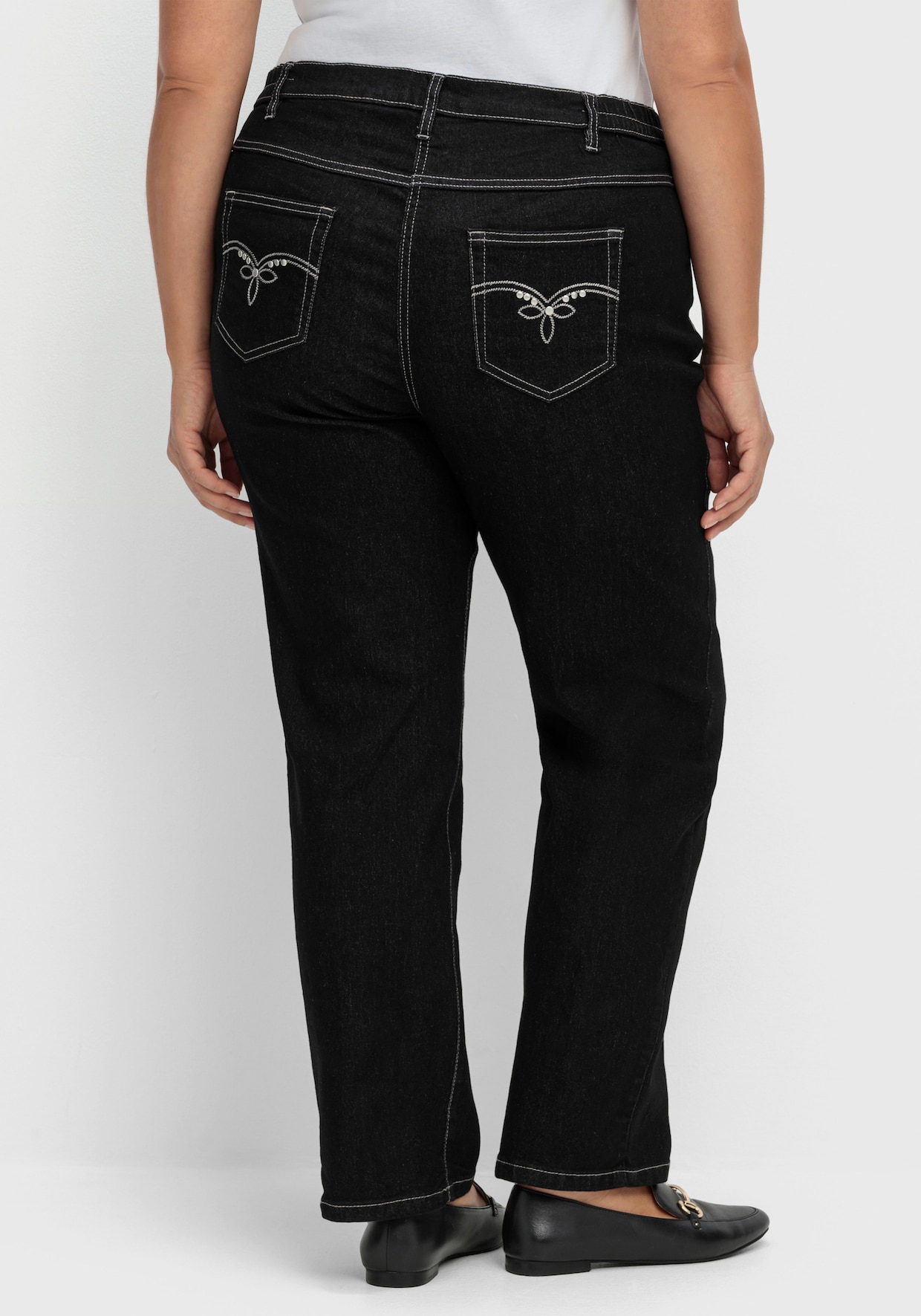 5-Pocket-Jeans mit Stickerei-Motiv - black-denim