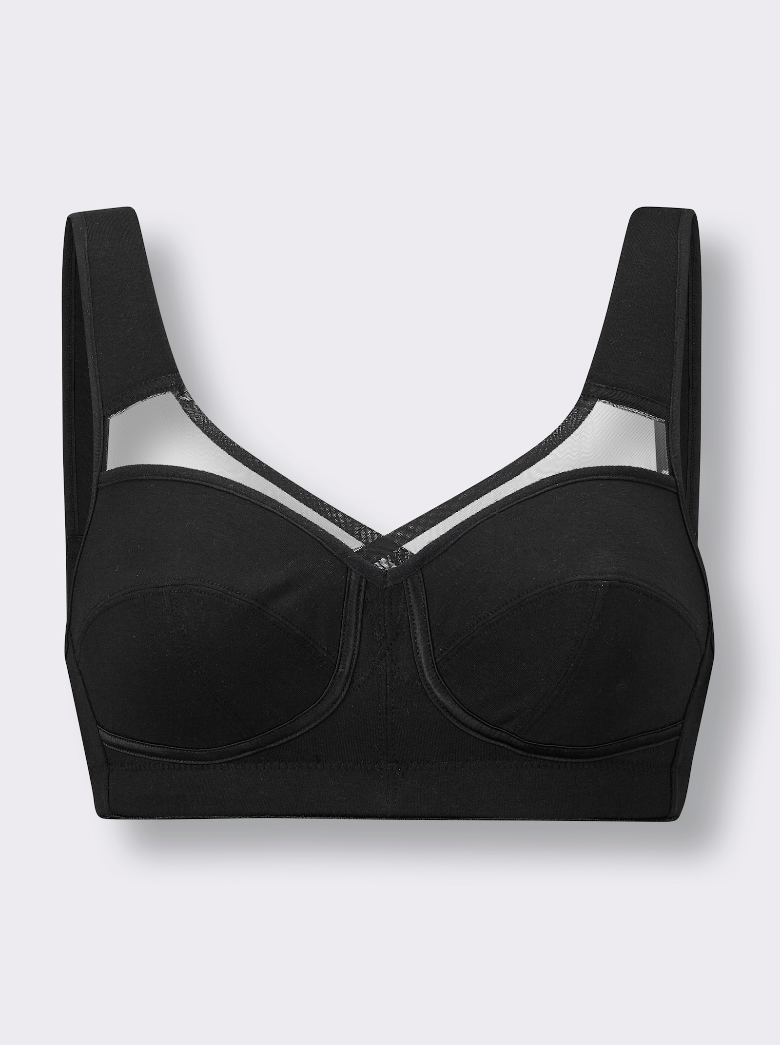 wäschepur Steunbeha zonder beugel met mesh-inzet - zwart