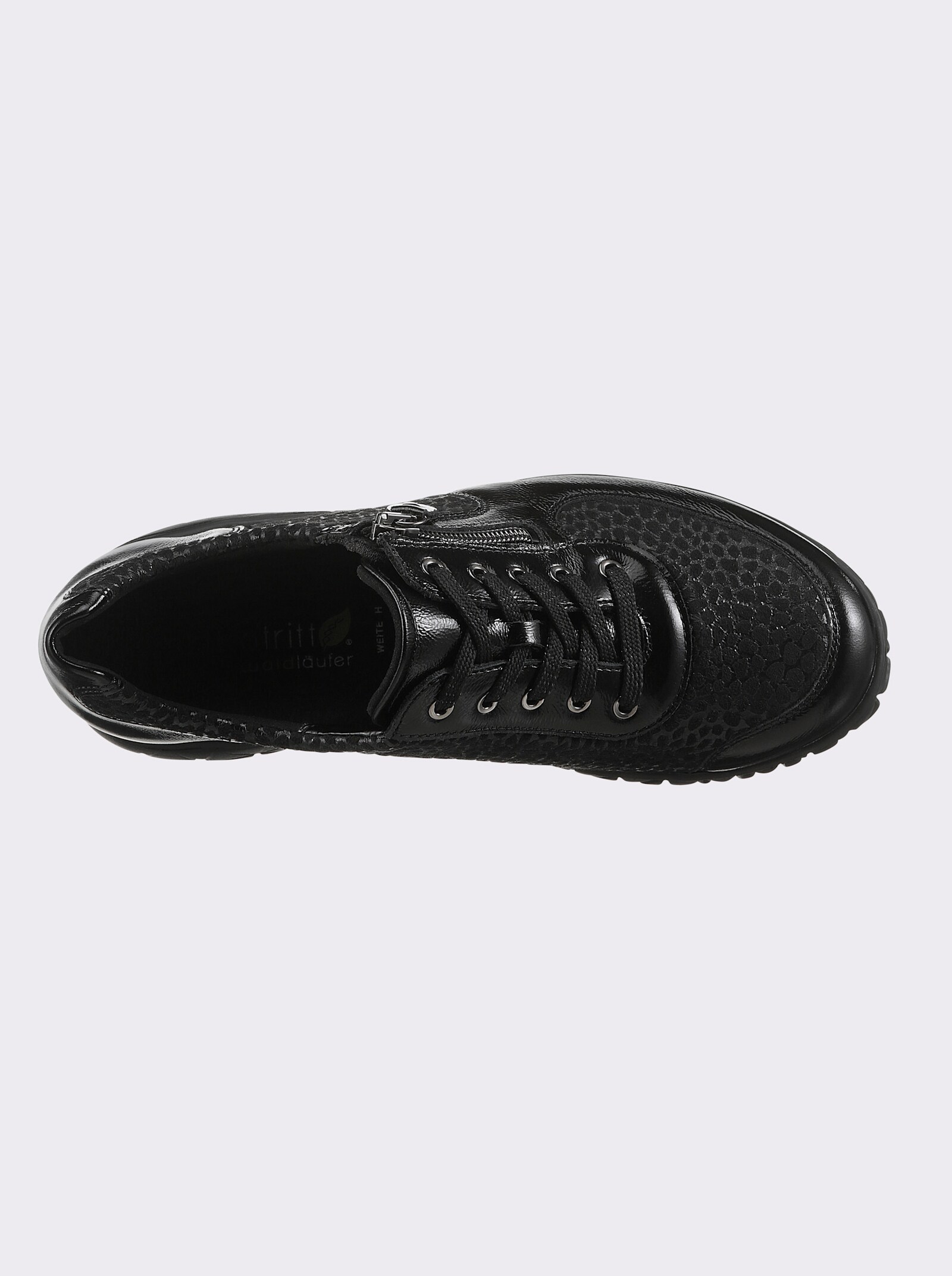 Waldläufer Sneaker van lakleer en textiel - zwart