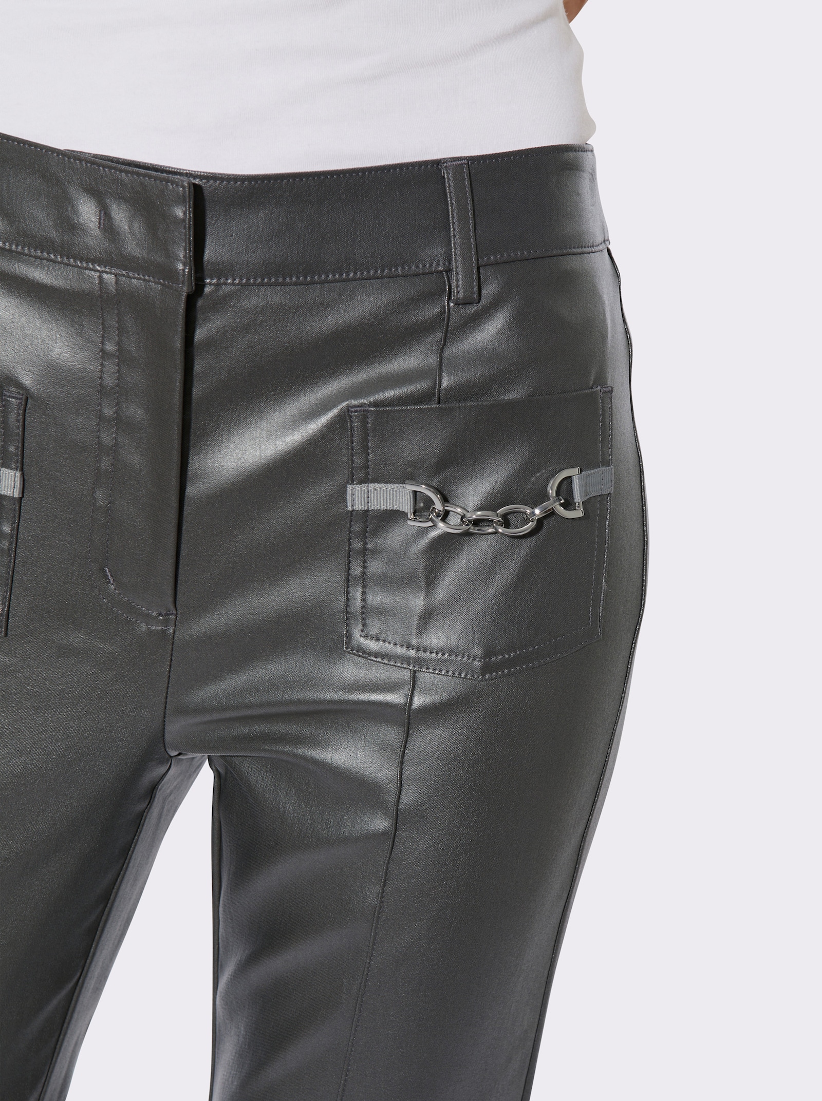 Hose aus Leder-Imitat - graphit