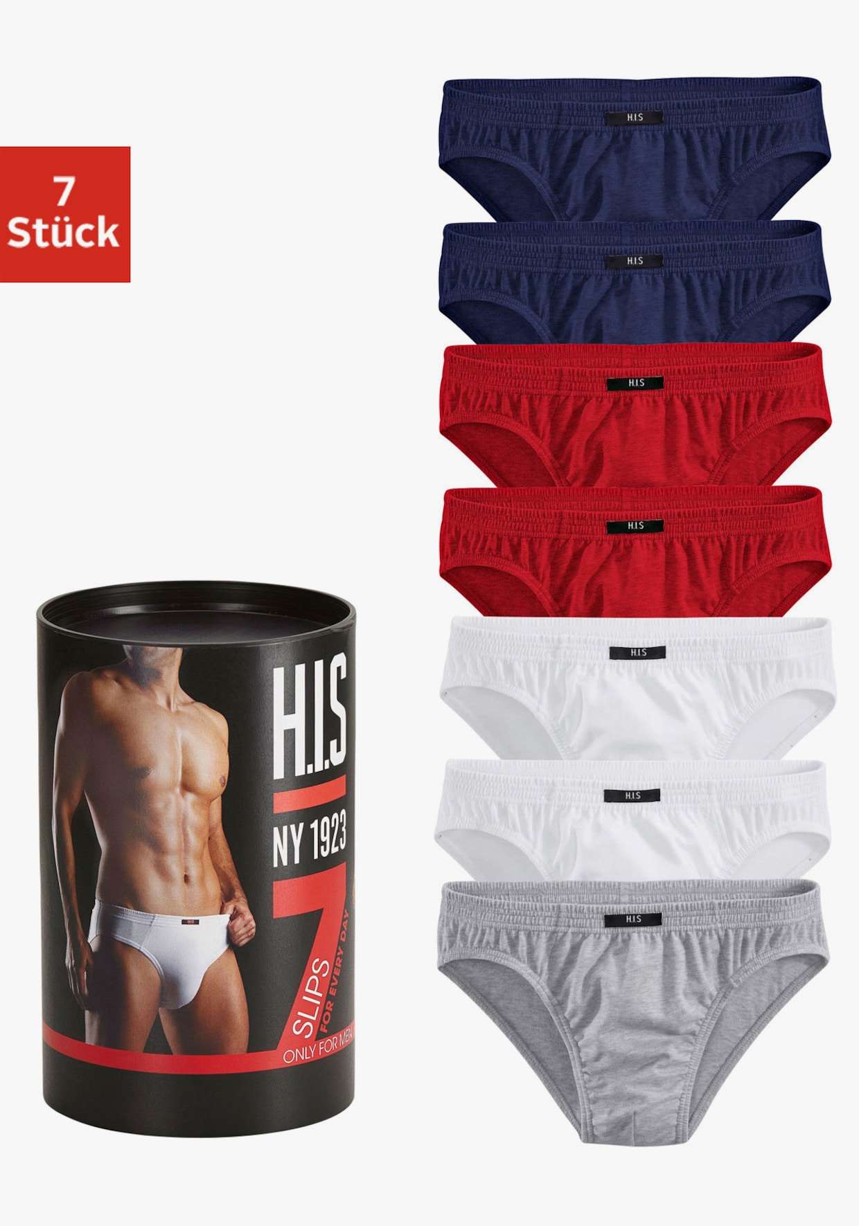 H.I.S Slip - marine, rouge, blanc, gris chiné