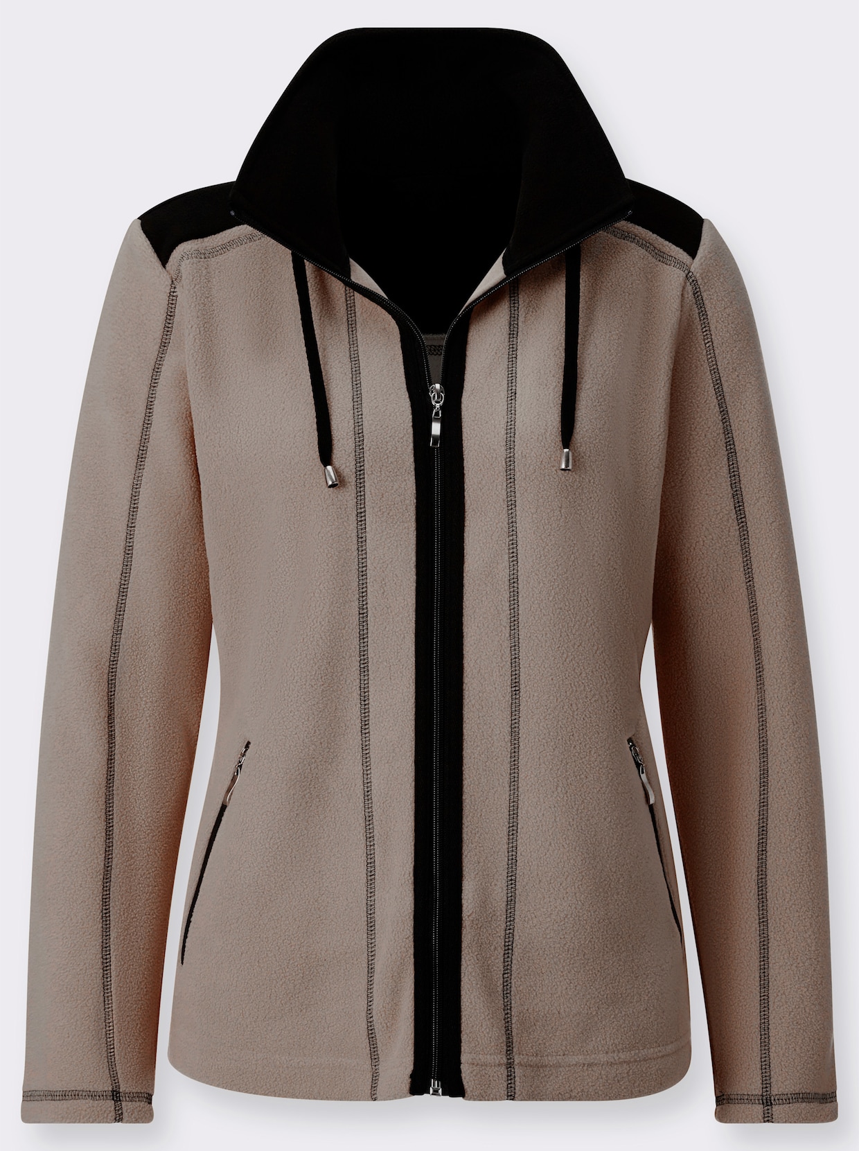 Fleecejacke - beige-schwarz