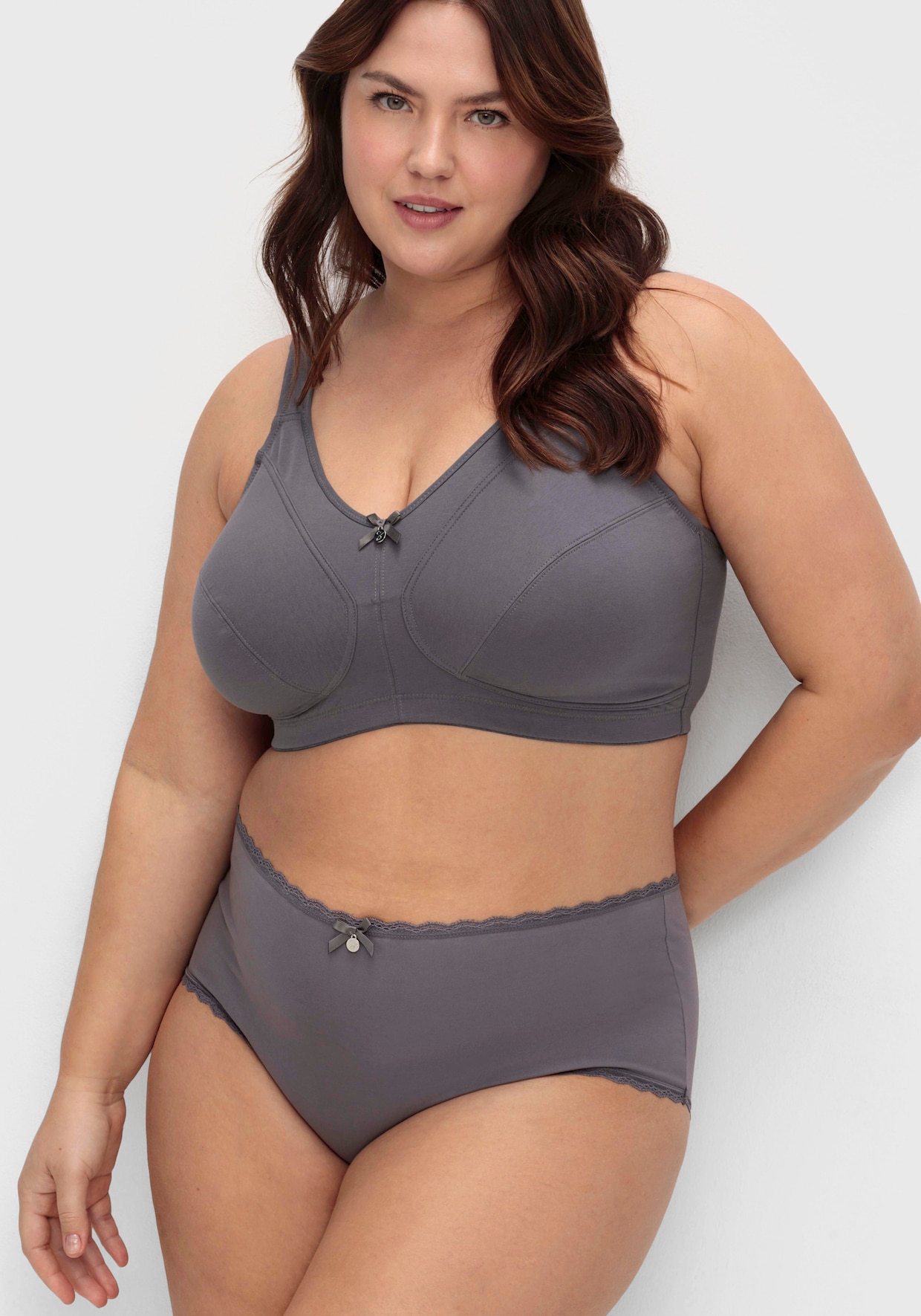 sheego Panty long - graphite + orchidée