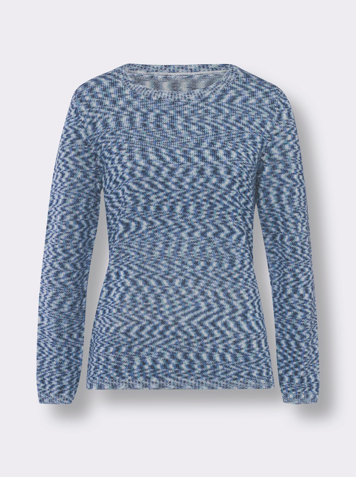 Pullover met ronde hals - jeansblauw/mint gemêleerd