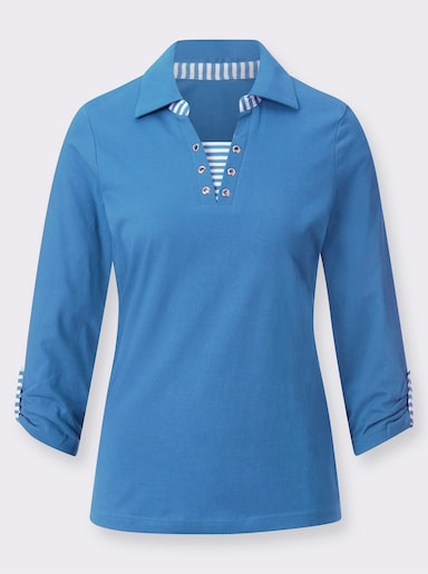 3/4-Arm-Shirt in 2-in-1-Optik - blau