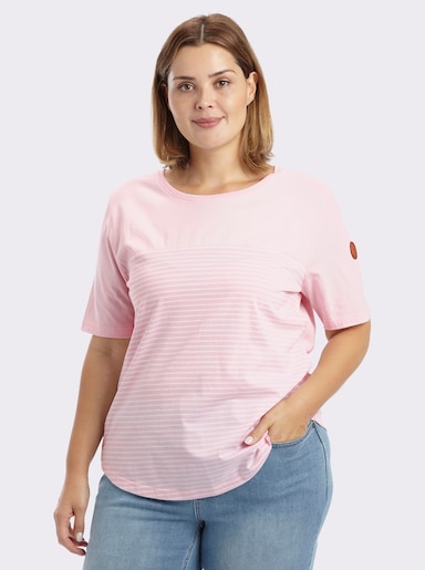 sheego Streifenshirt im figurbetonten Schnitt - hellrosé-weiß-geringelt