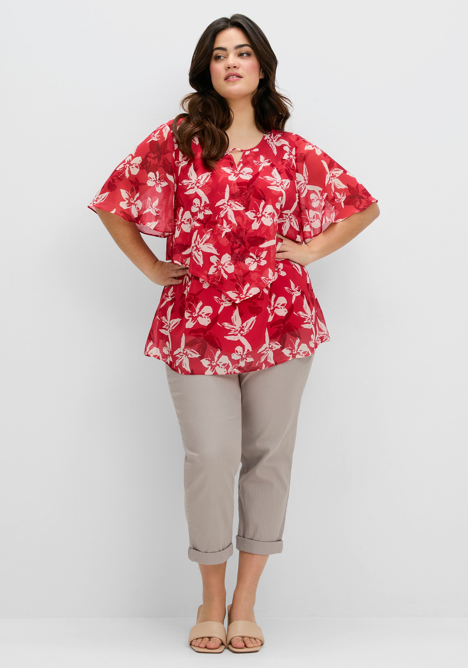 sheego Tunika aus Chiffon - erdbeere-gemustert