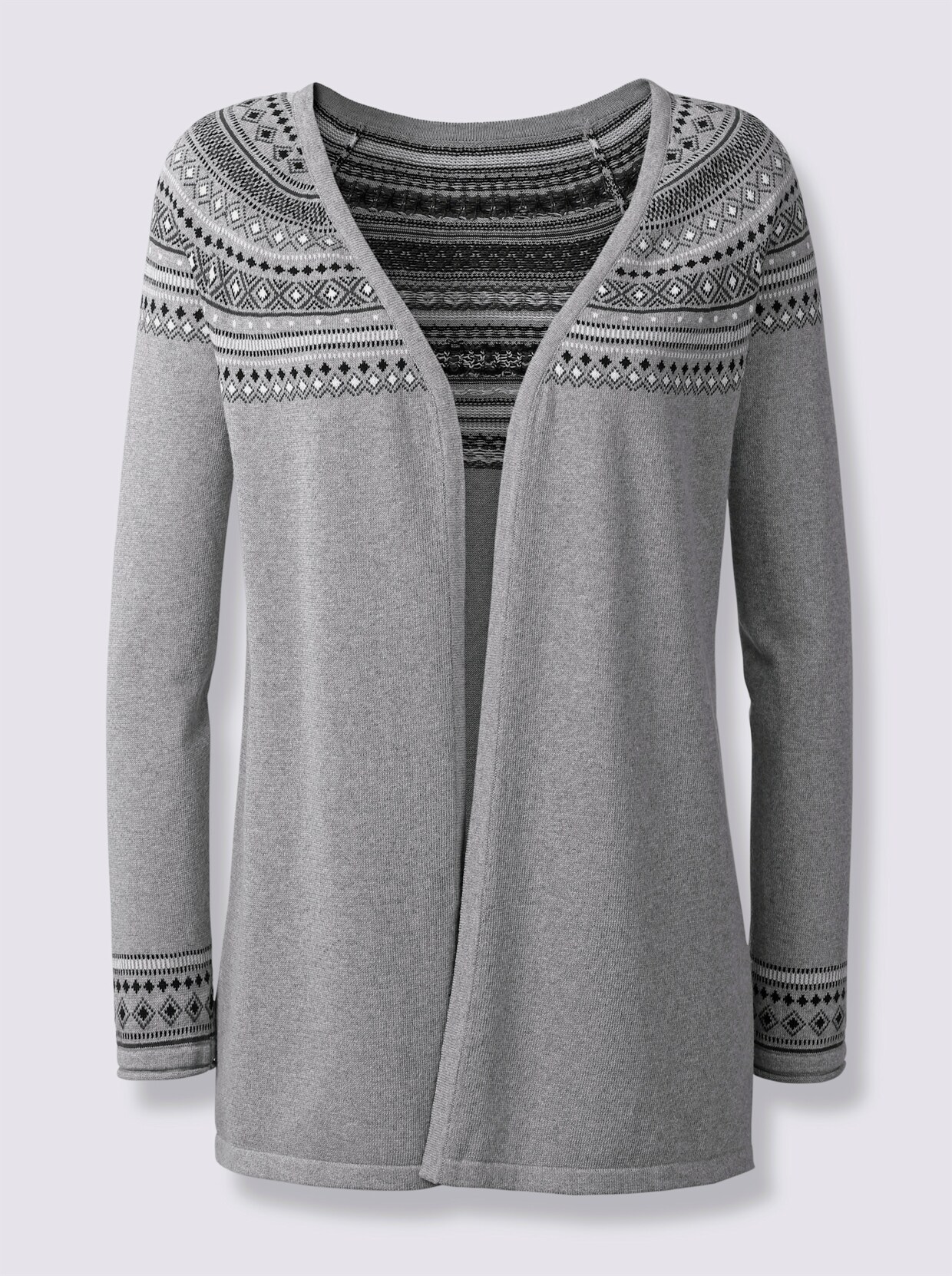 Strickjacke - steingrau-meliert