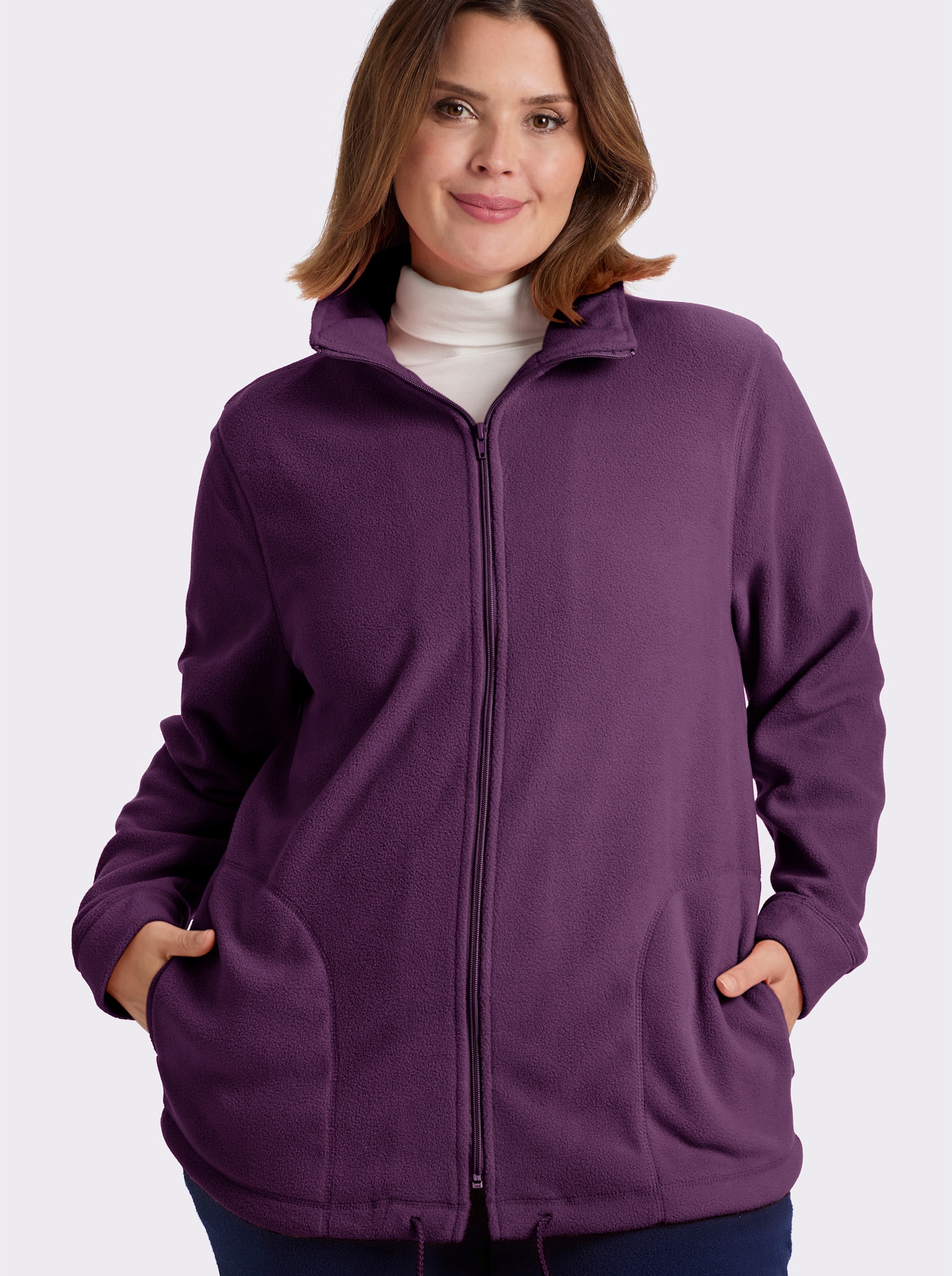 Fleecejacke Kordeldurchzug am Saum - pflaume