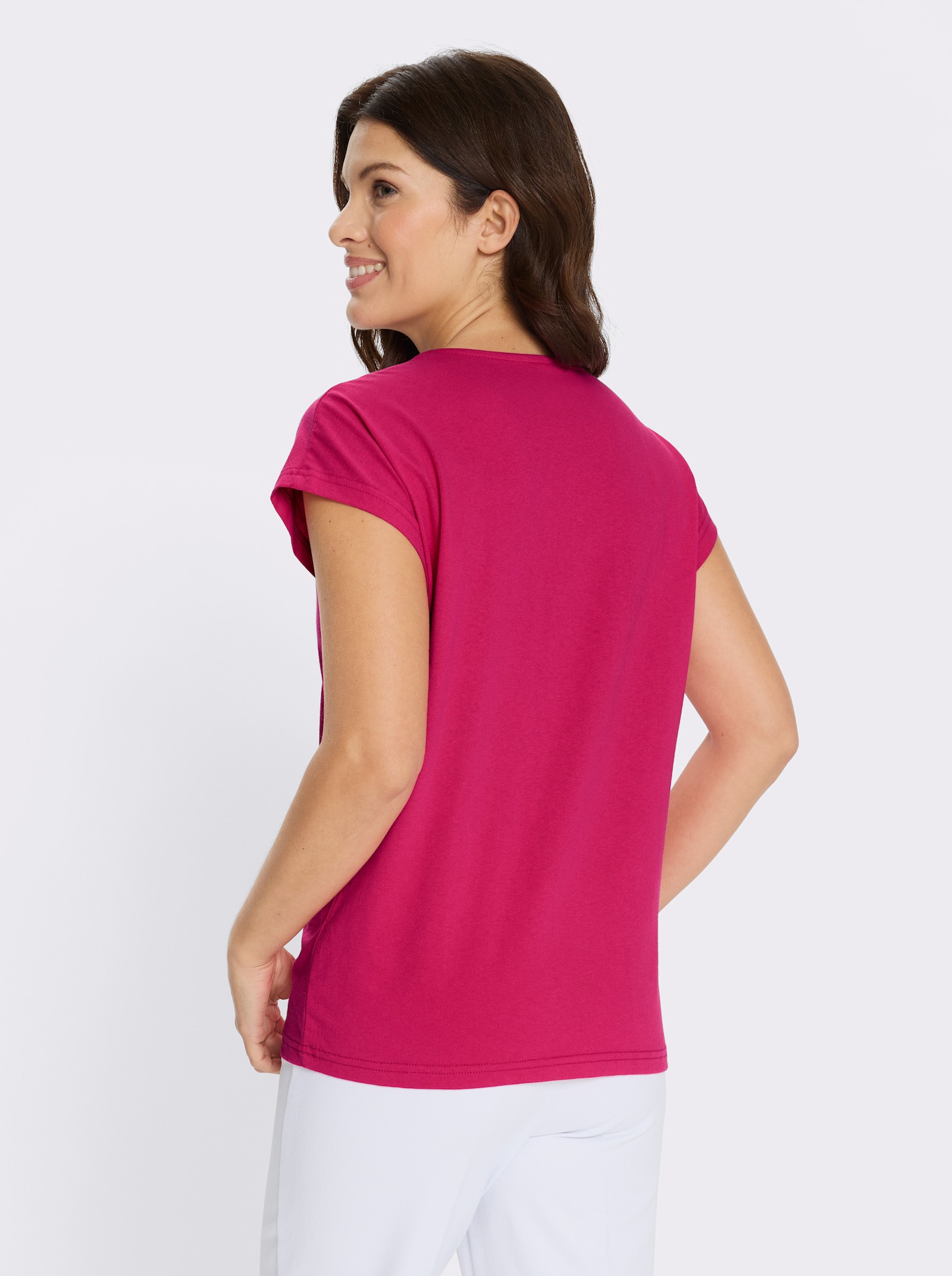 Kurzarmshirt mit Foliendruck - pink