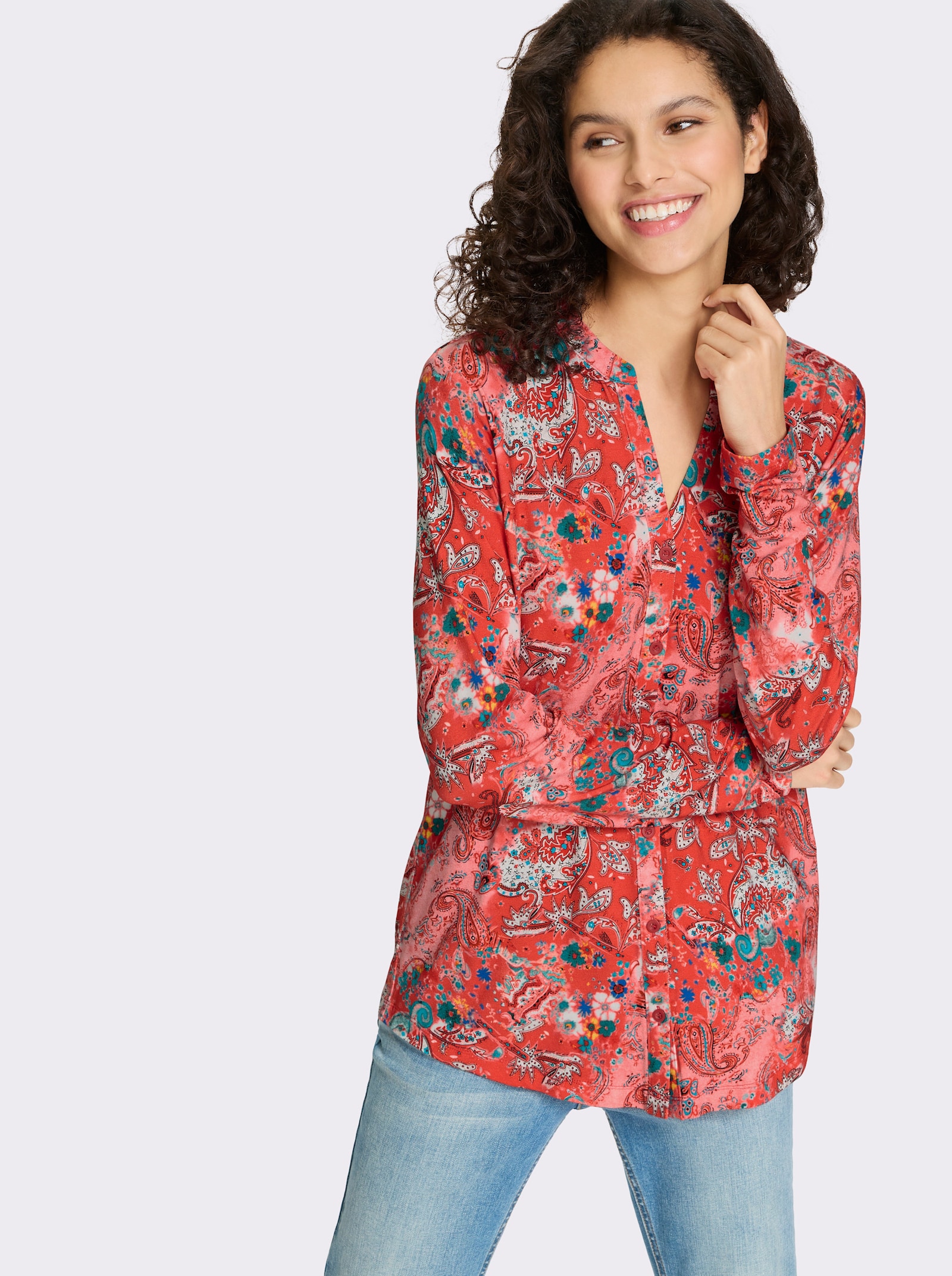 heine Blusenshirt mit Paisley-Print - erdbeere-bedruckt