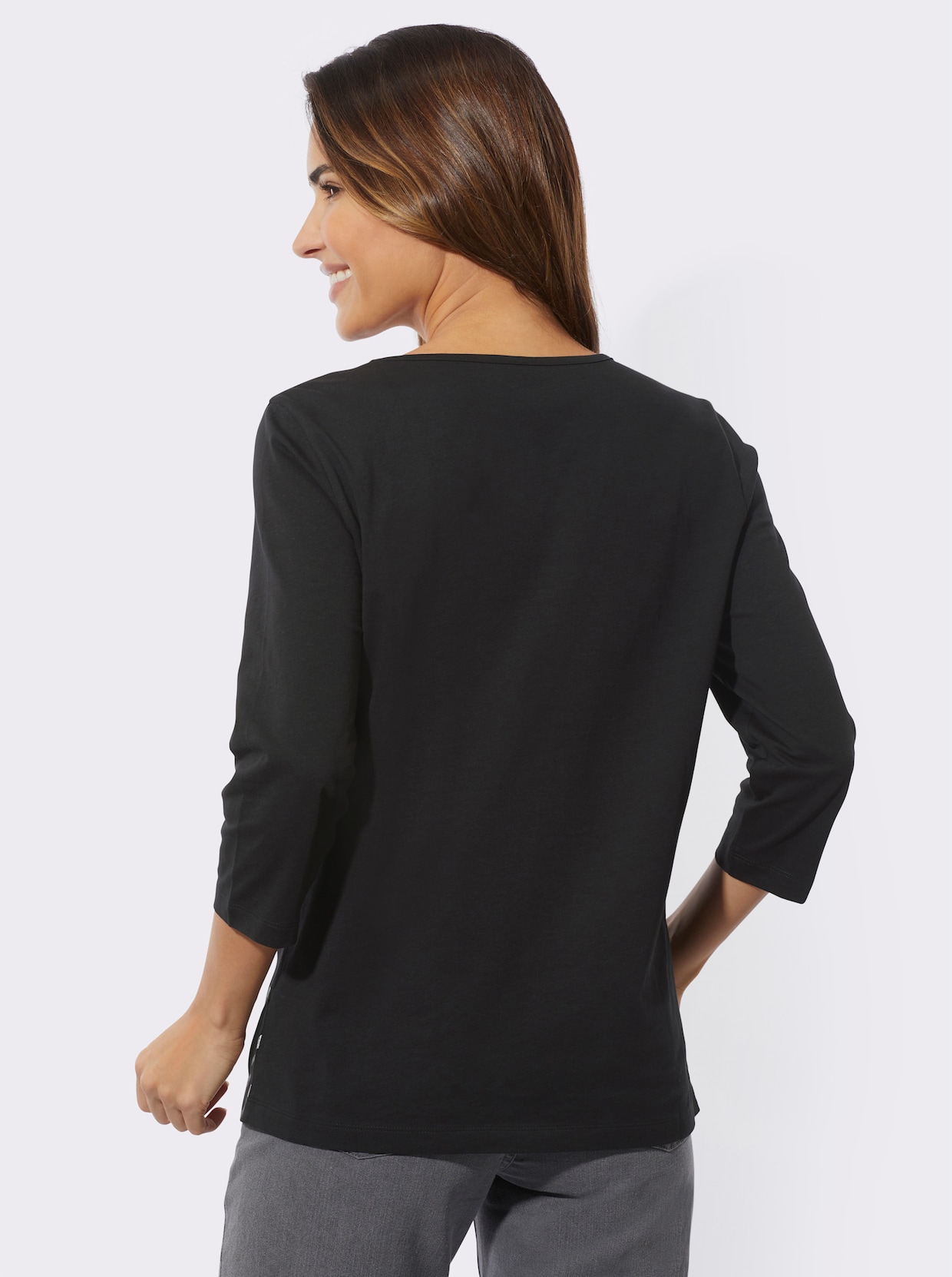 Shirt met ronde hals - zwart
