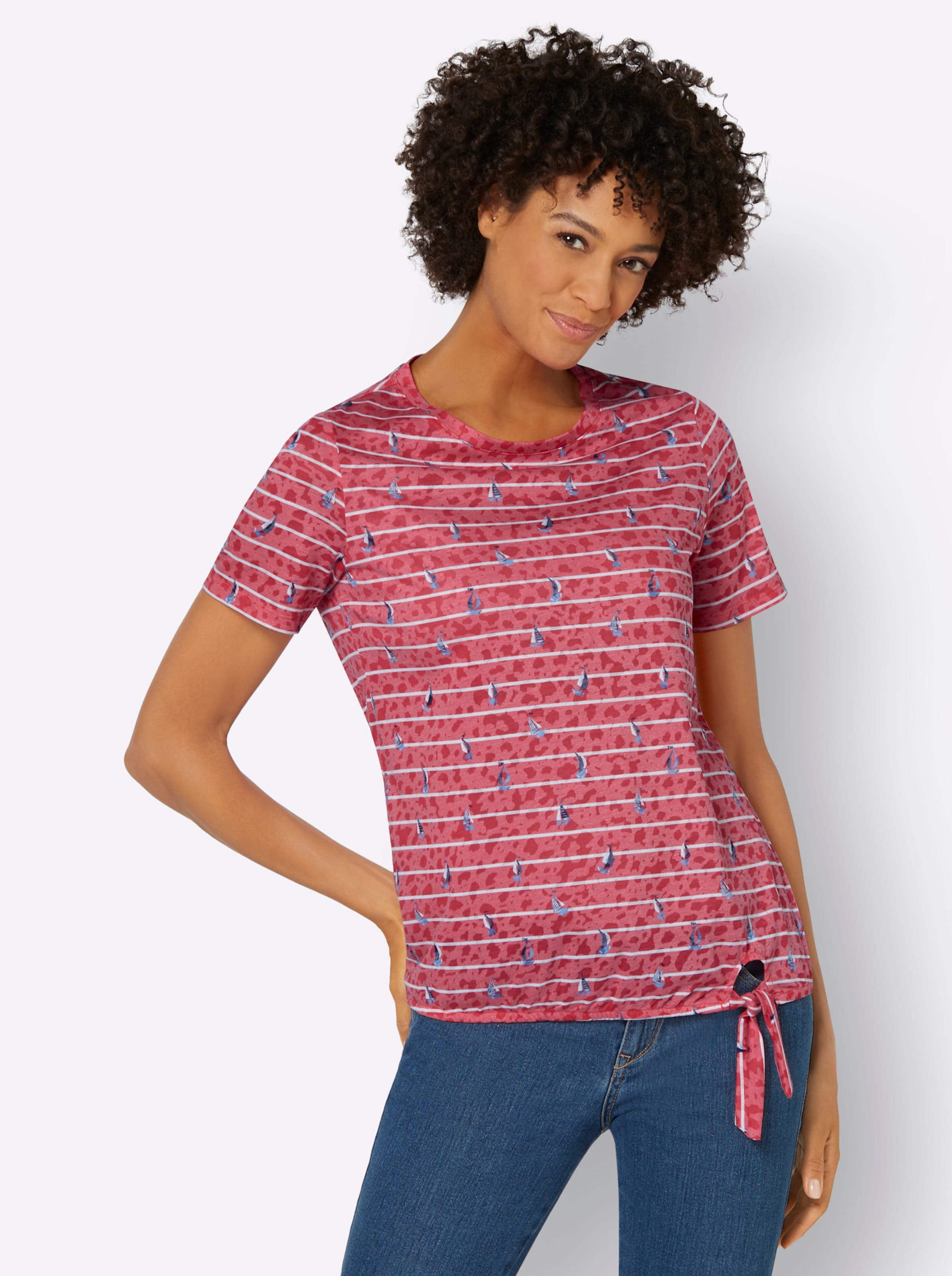 Witt Damen Shirt, erdbeere-bedruckt