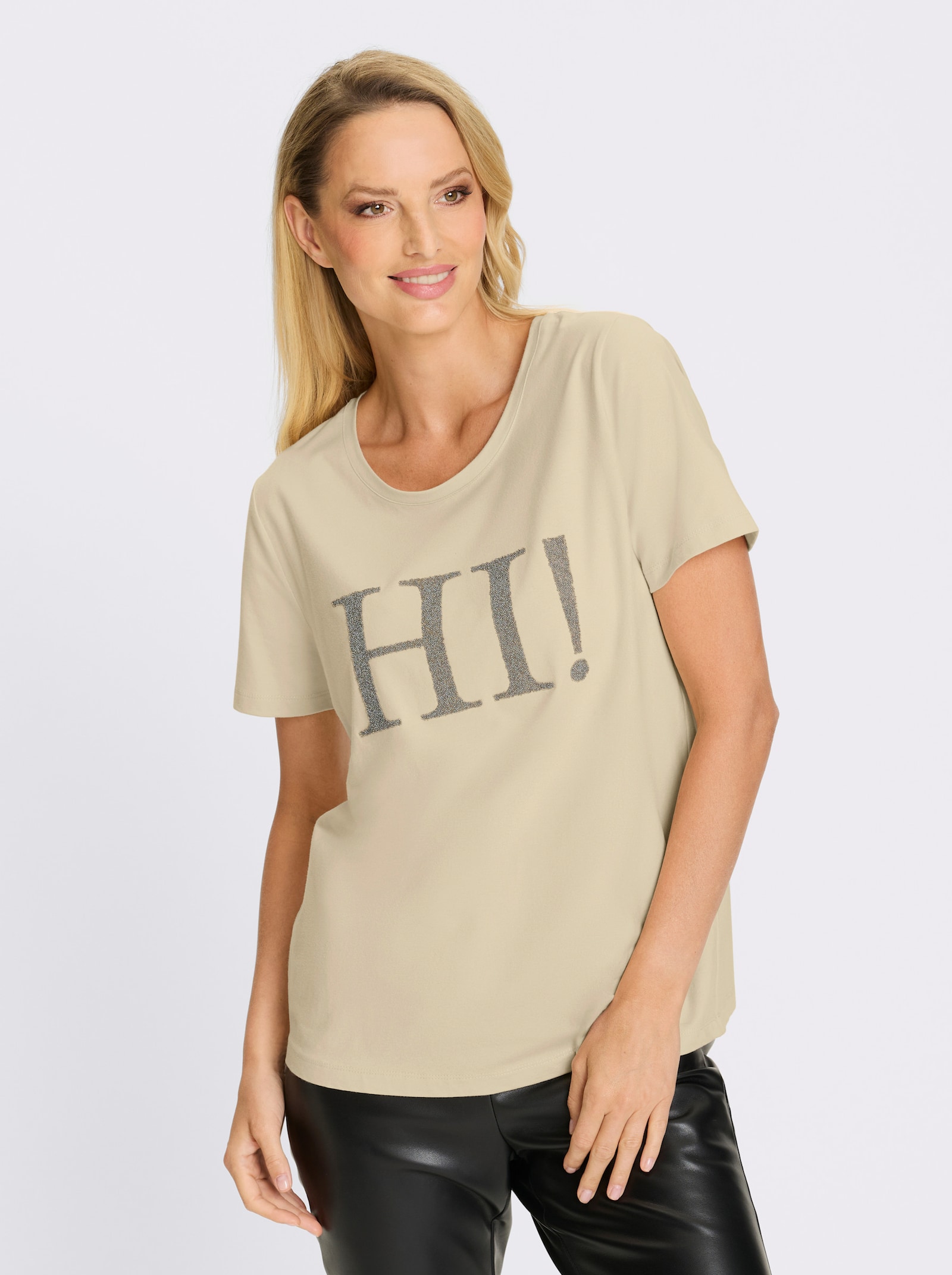 heine T-Shirt mit Schriftzug - sand