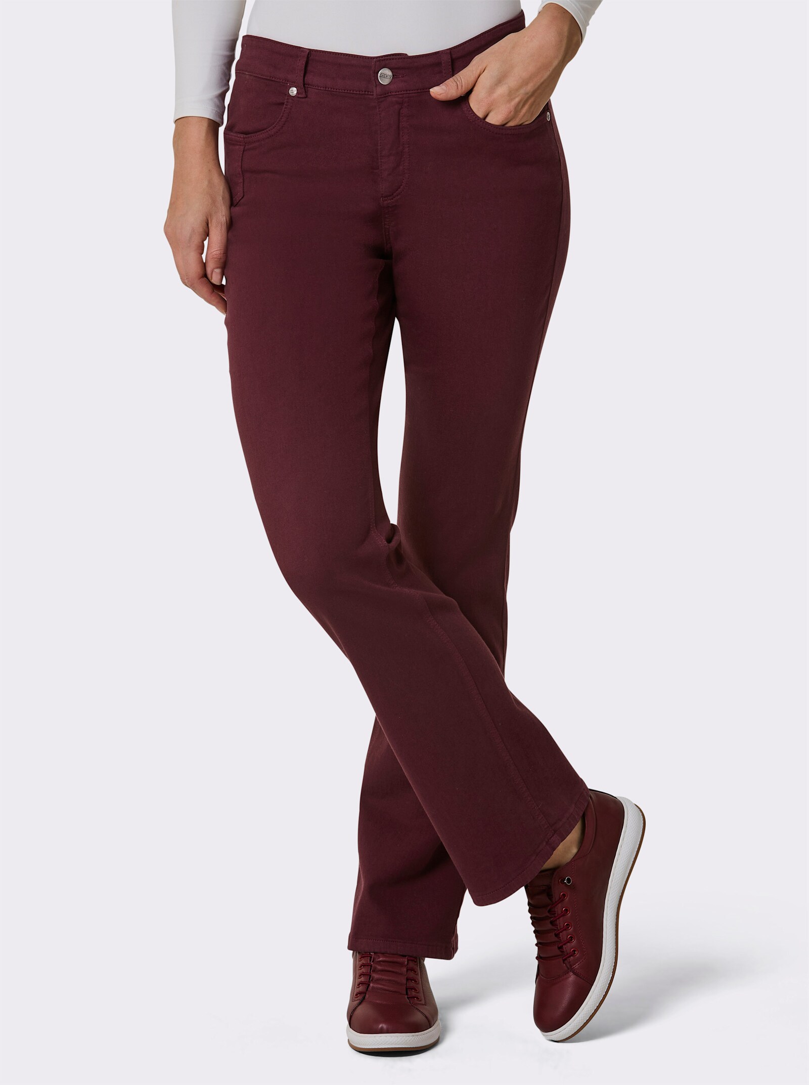 Ascari Stretch-Jeans mit weitem Bein - bordeaux