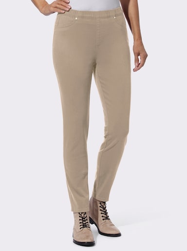Schlupfhose mit elastischem Bund - beige