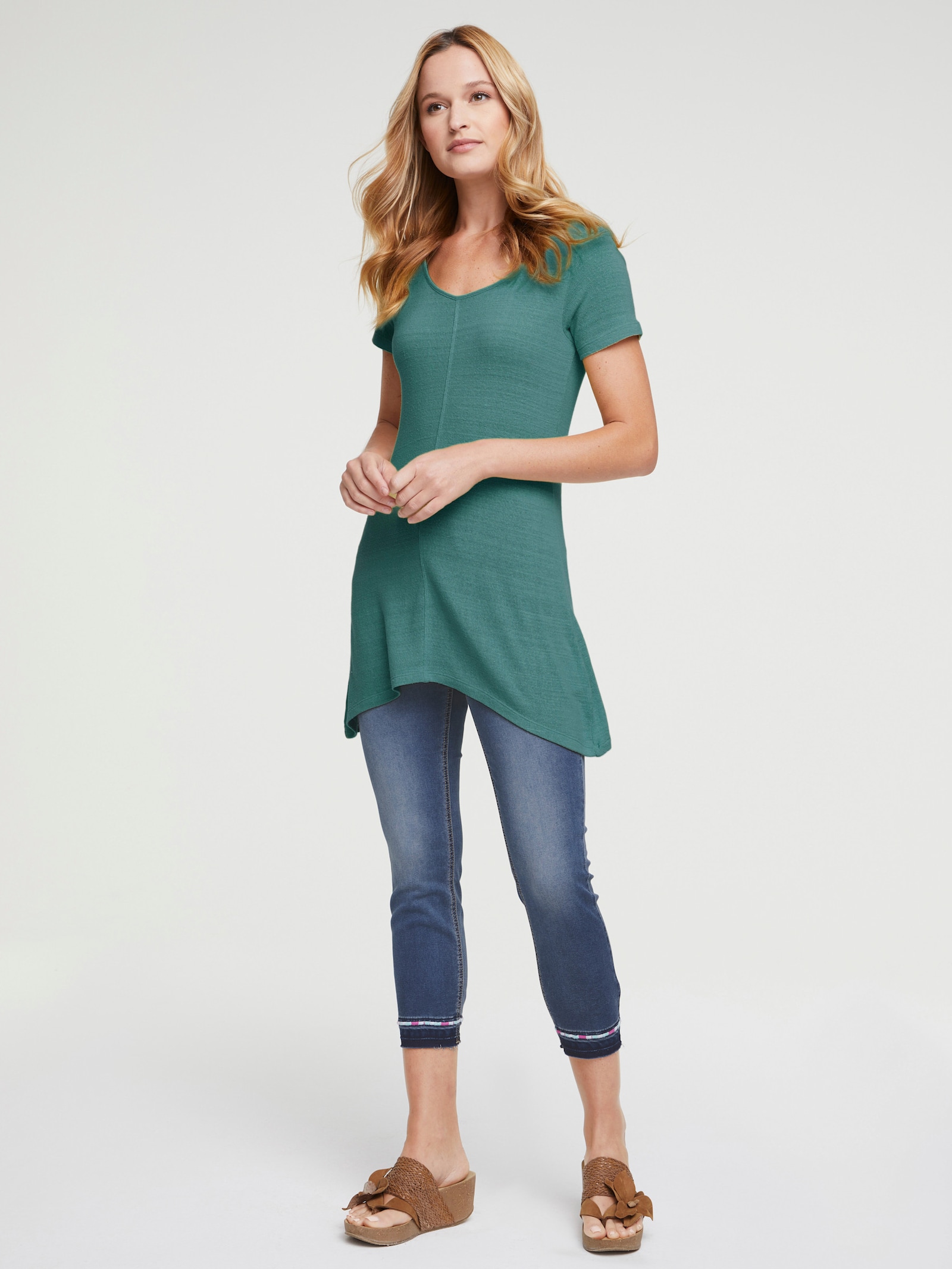 heine Longshirt aus Bourette-Seide - smaragd