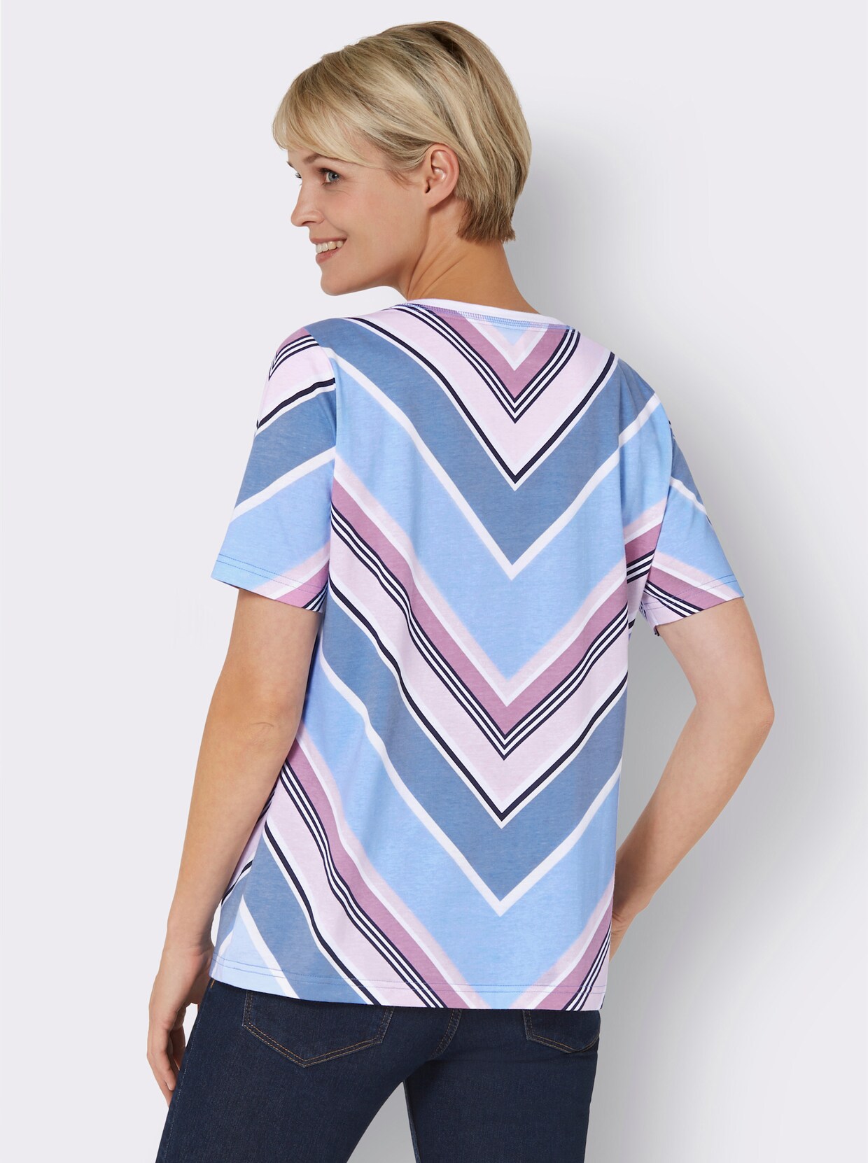 Tričko s krátkým rukávem - růžová-ledová modrá-vzor