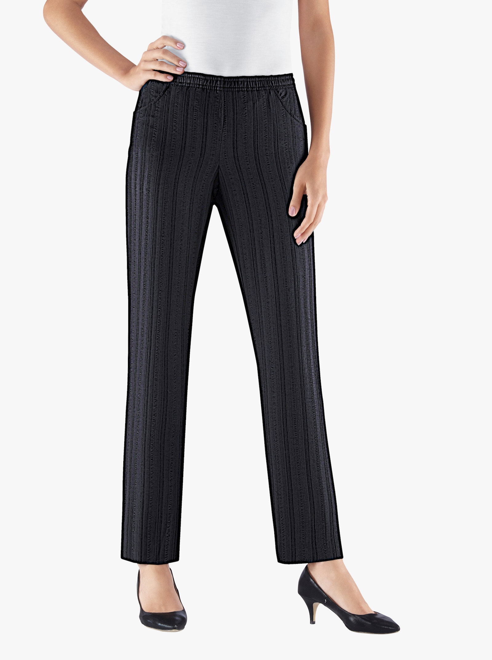 Broek van seersucker - zwart