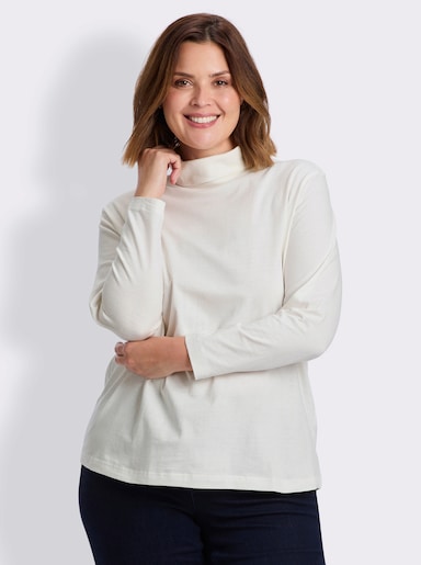 Rollkragenshirt mit langen Ärmeln - wollweiß