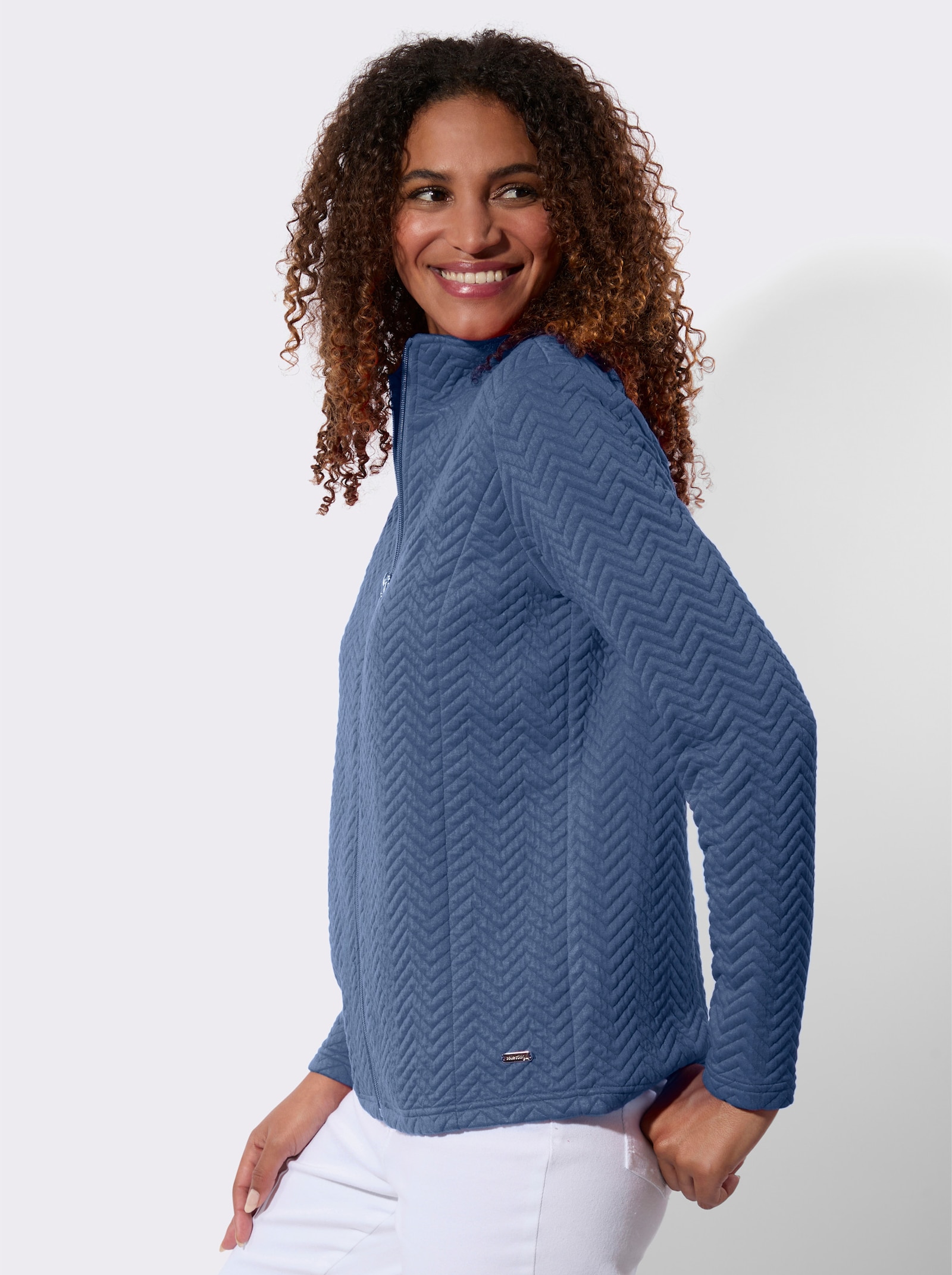 Shirtjacke mit Stehkragen - jeansblau