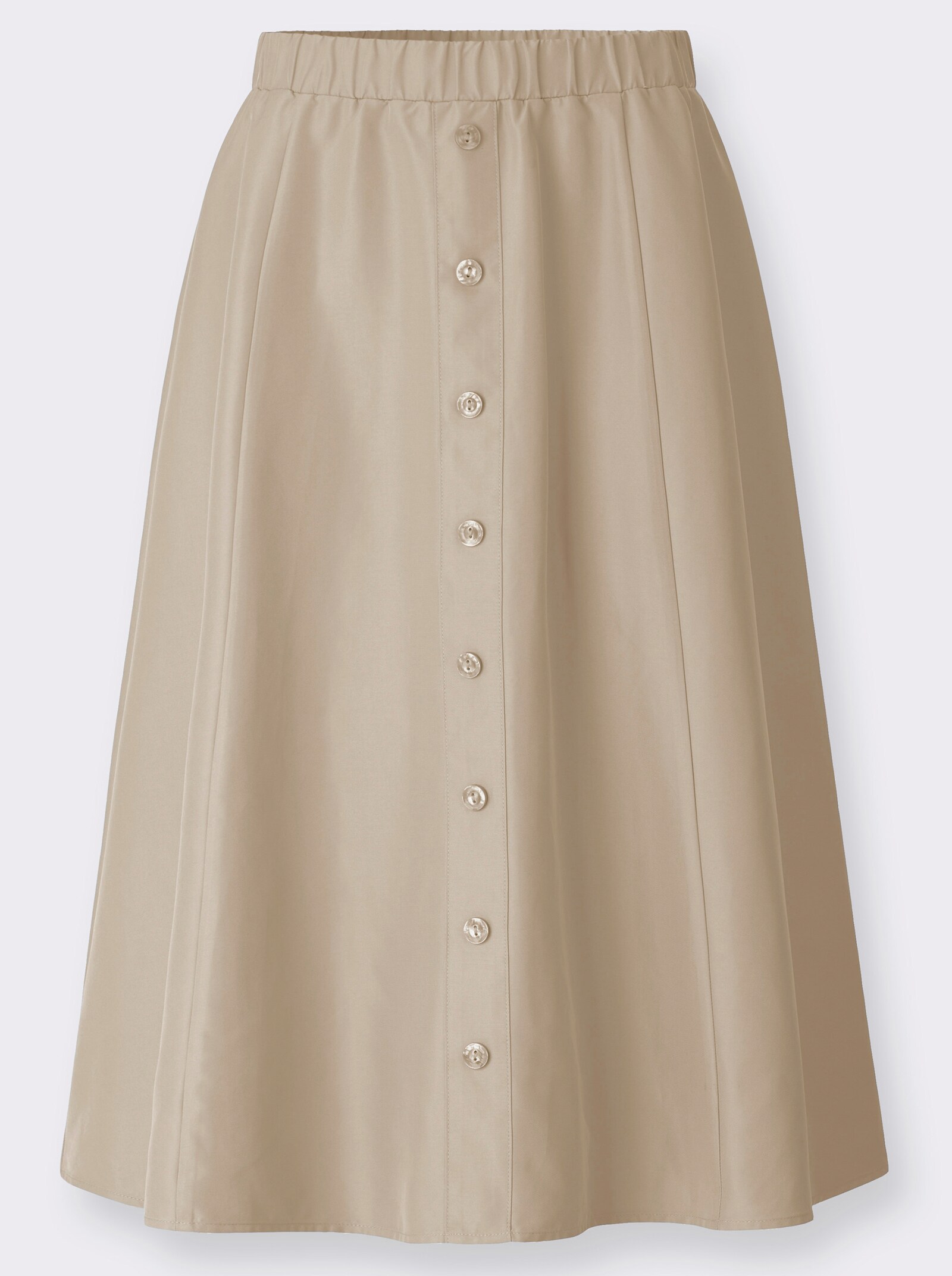 Kjol i utställd modell med fuskknappslå fram - beige