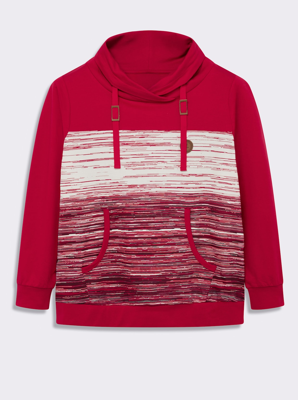 Sweatshirt mit Känguru-Taschen - rot-ecru-meliert