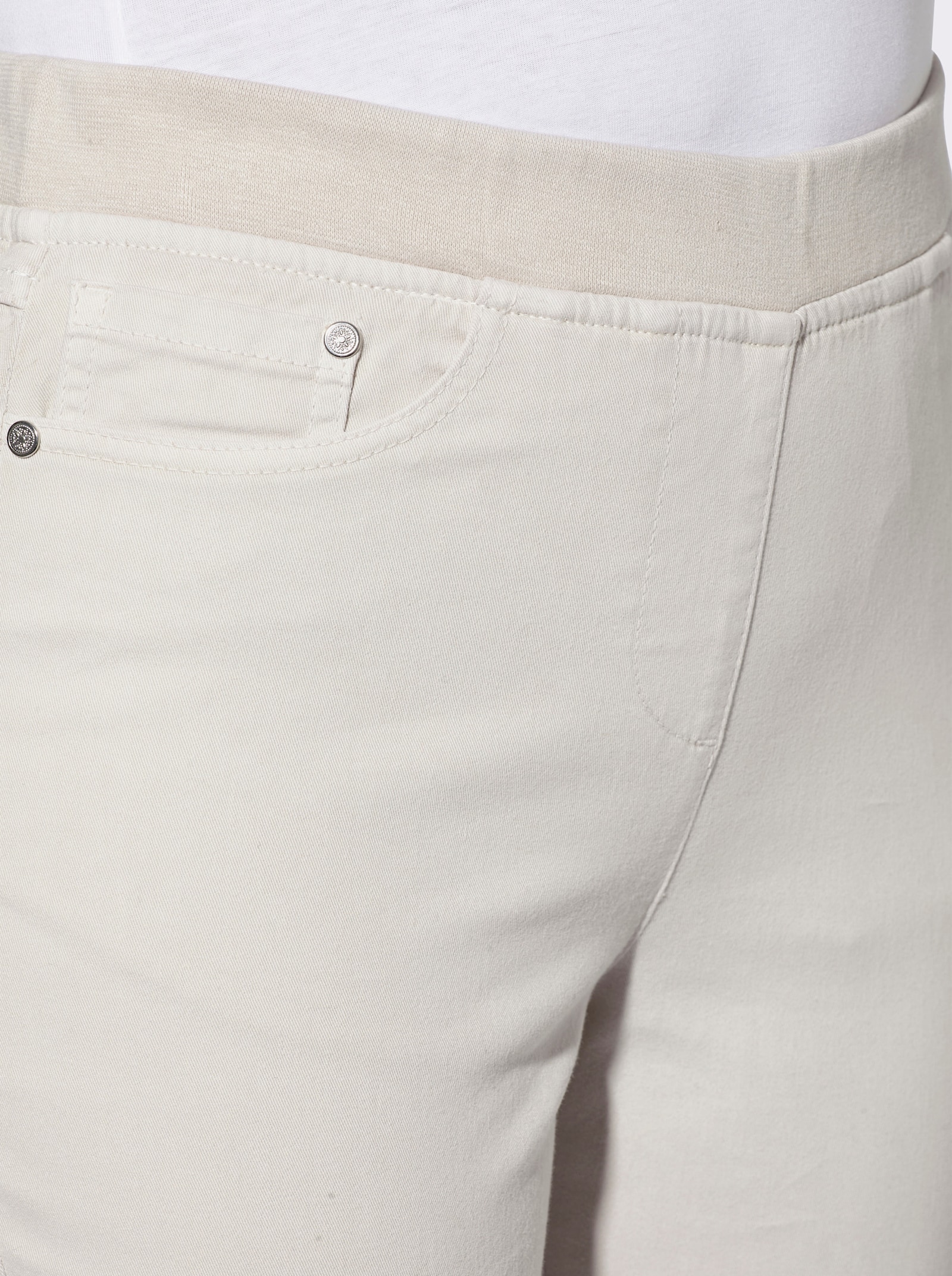 Jean 7/8 en qualité douce avec ceinture en jersey - gris clair