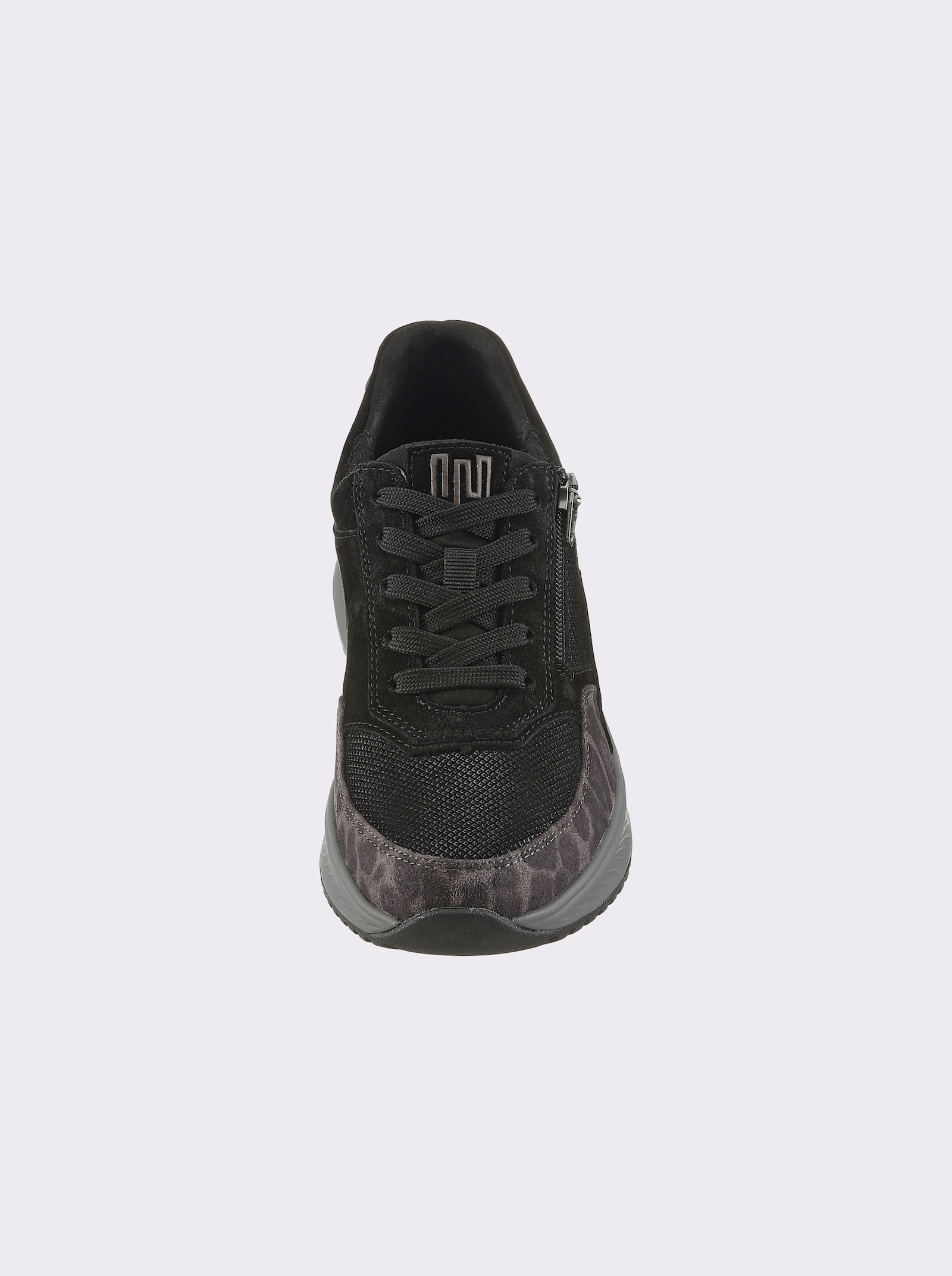 Waldläufer Sneaker mit Details in Tierfell-Optik - schwarz