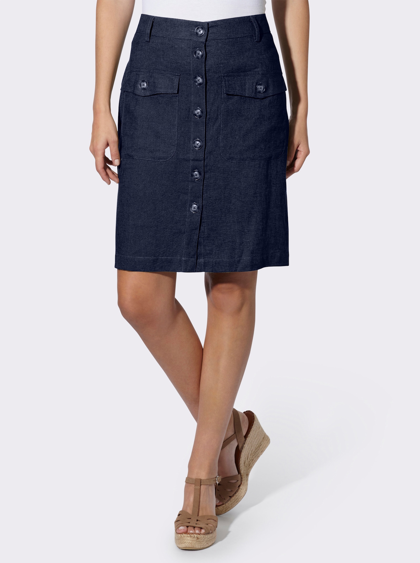 heine Jupe d'été avec patte de boutonnage - marine