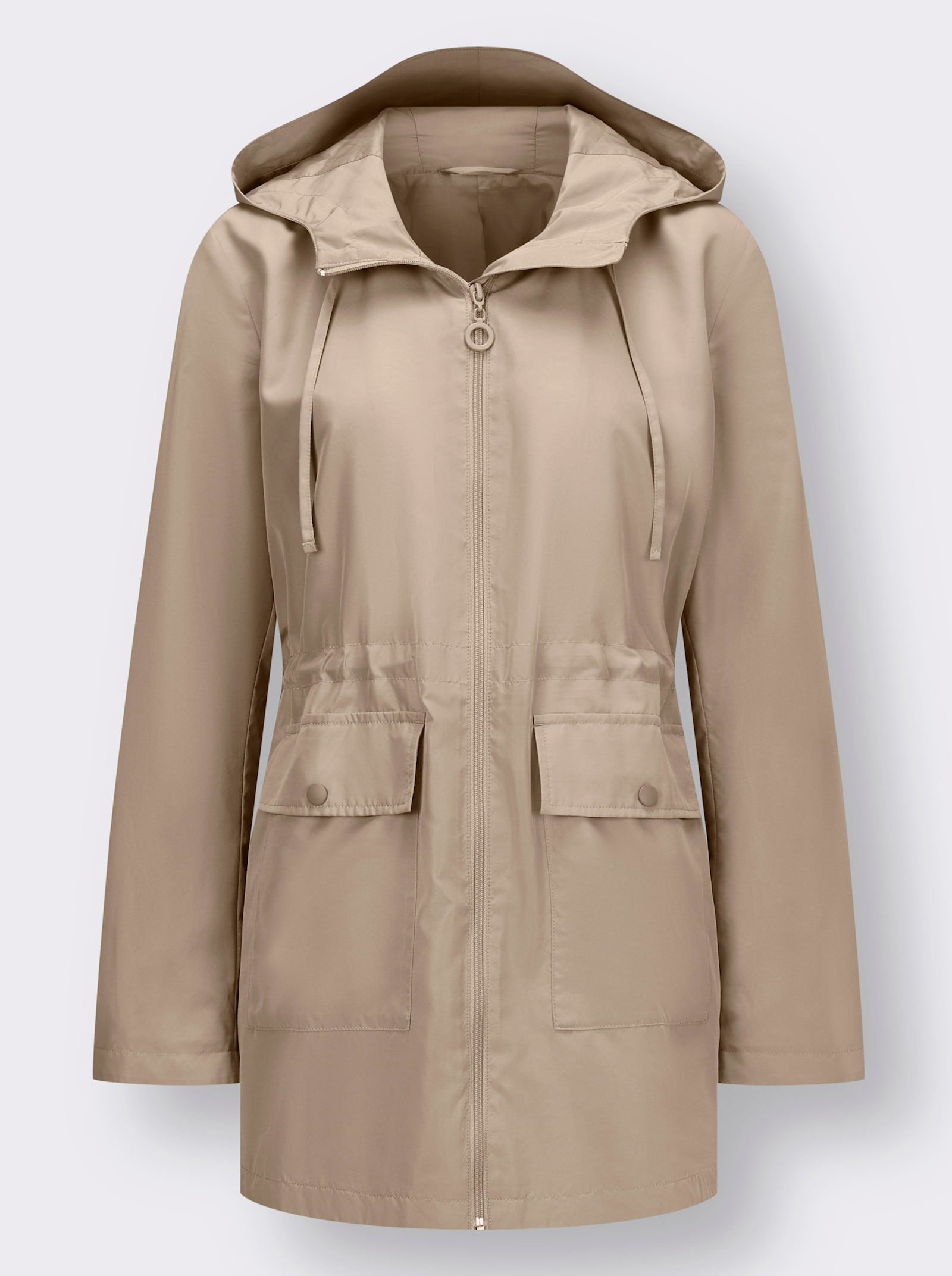 Jacke mit Tunnelzug in der Taille - beige